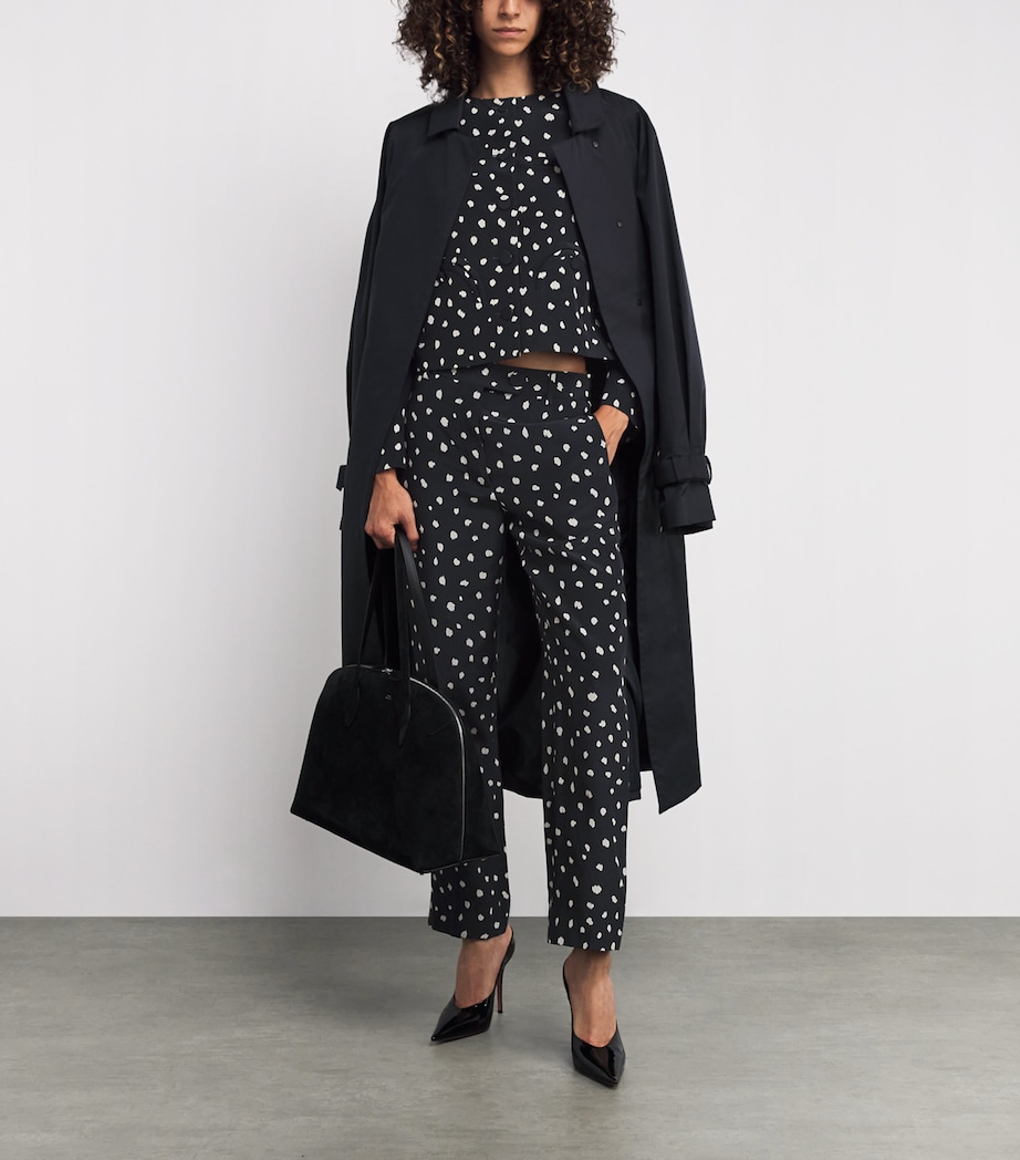 Silk Polka-Dot Mariquita Straight Trousers F005 POIS NAVY Image 2