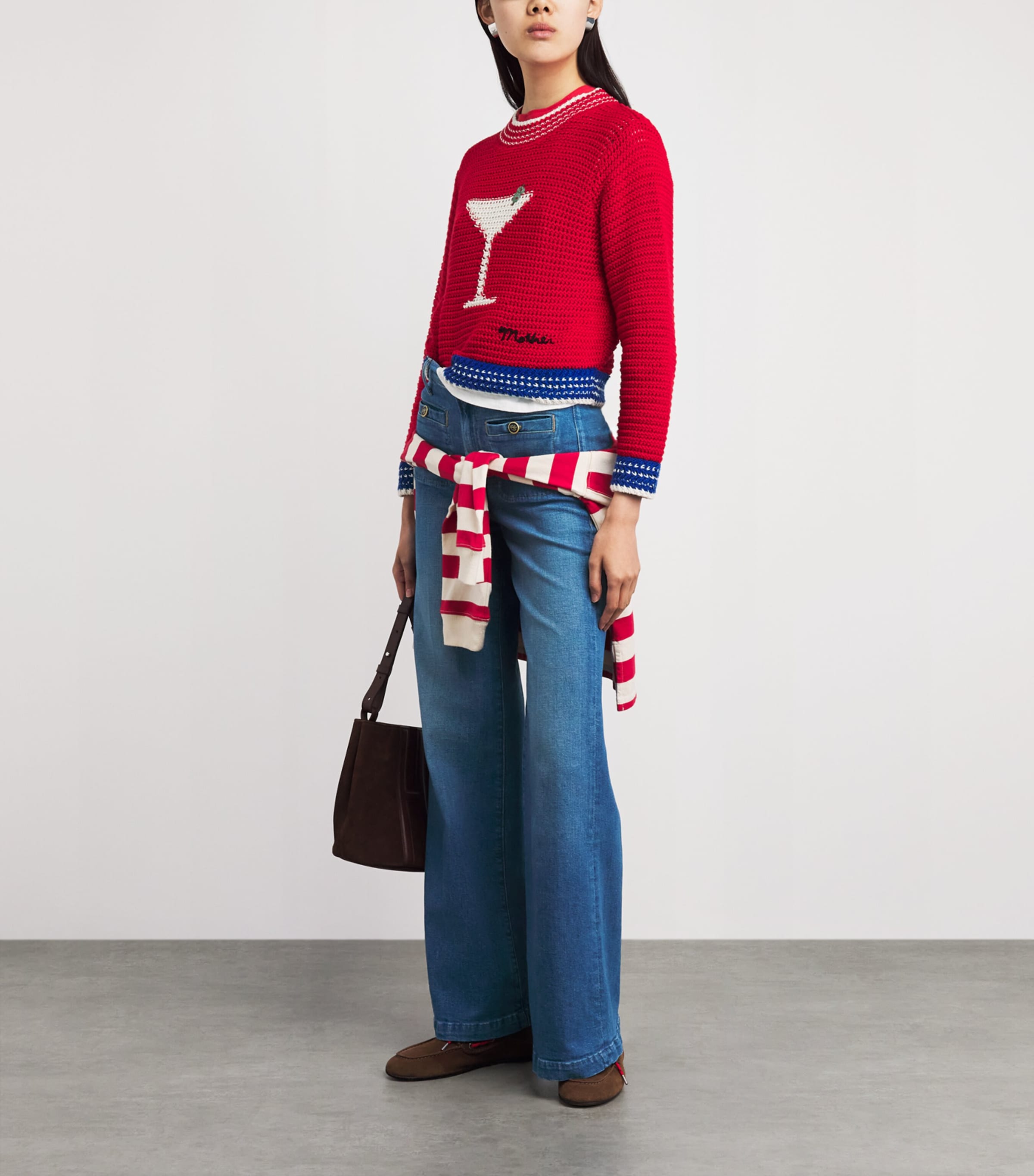 MOTHER Womens The Hustler Stashed Roller Sneak Jeans Wkm Whisk Me Aw Image 2