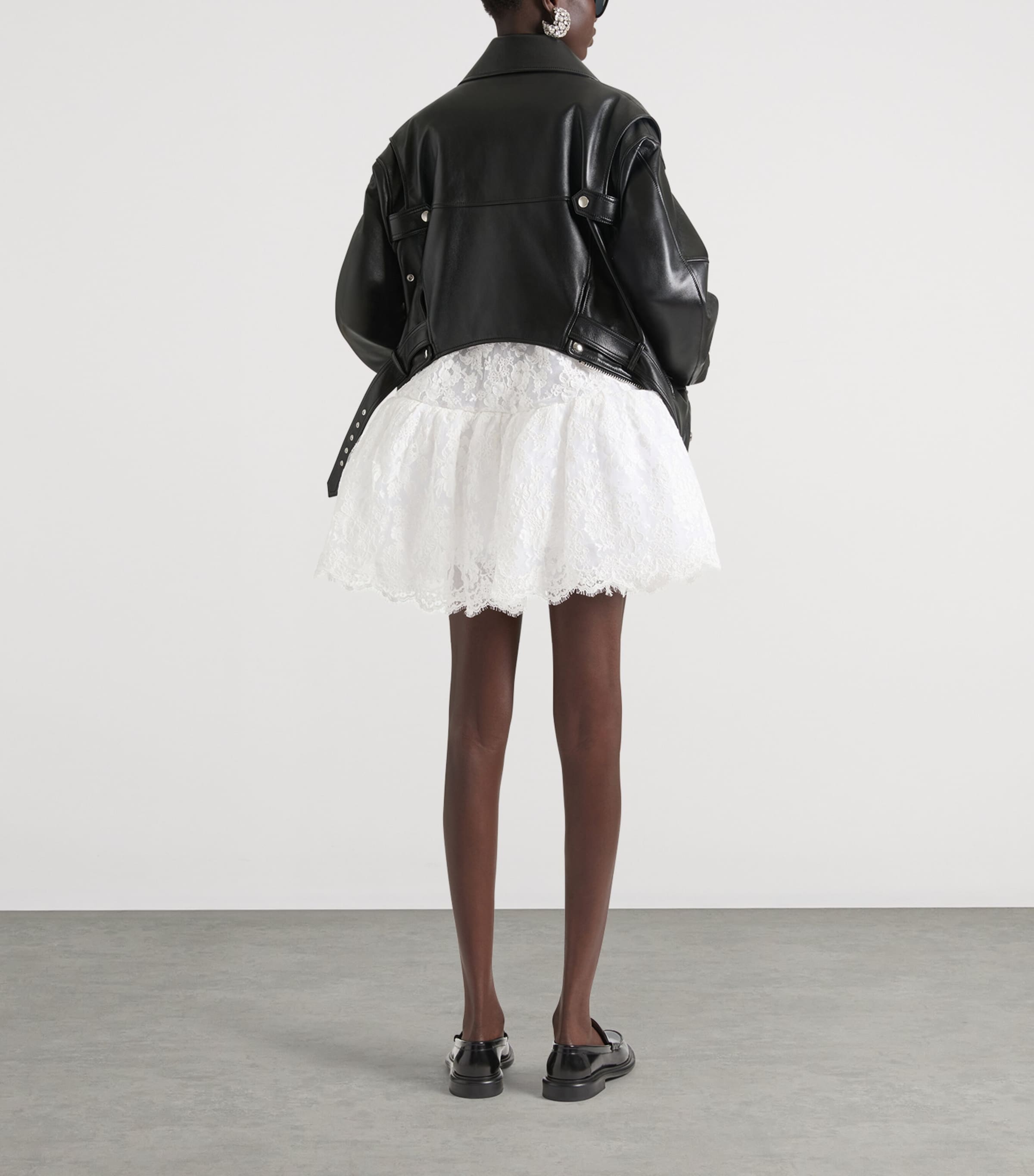 Leather Upside-Down Biker Jacket BLACK Image 3