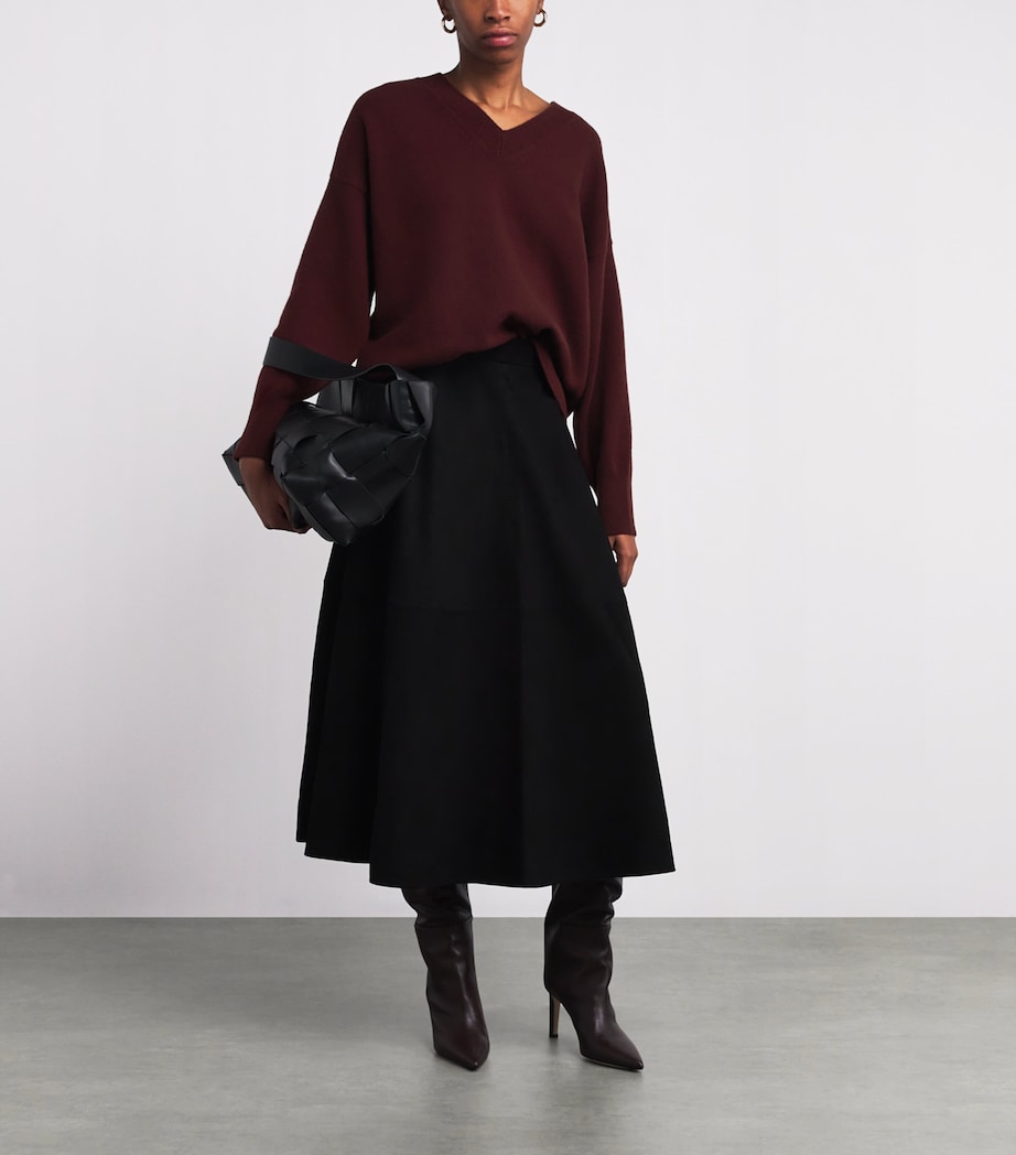 Wool V-Neck Sweater BURGUNDY-606 Image 2