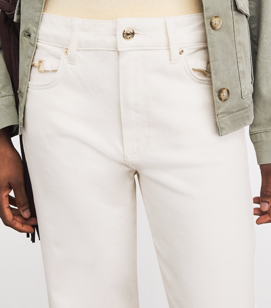 PAIGE Womens Leenah Wide-Leg Jeans Tonal Ecru Image 3