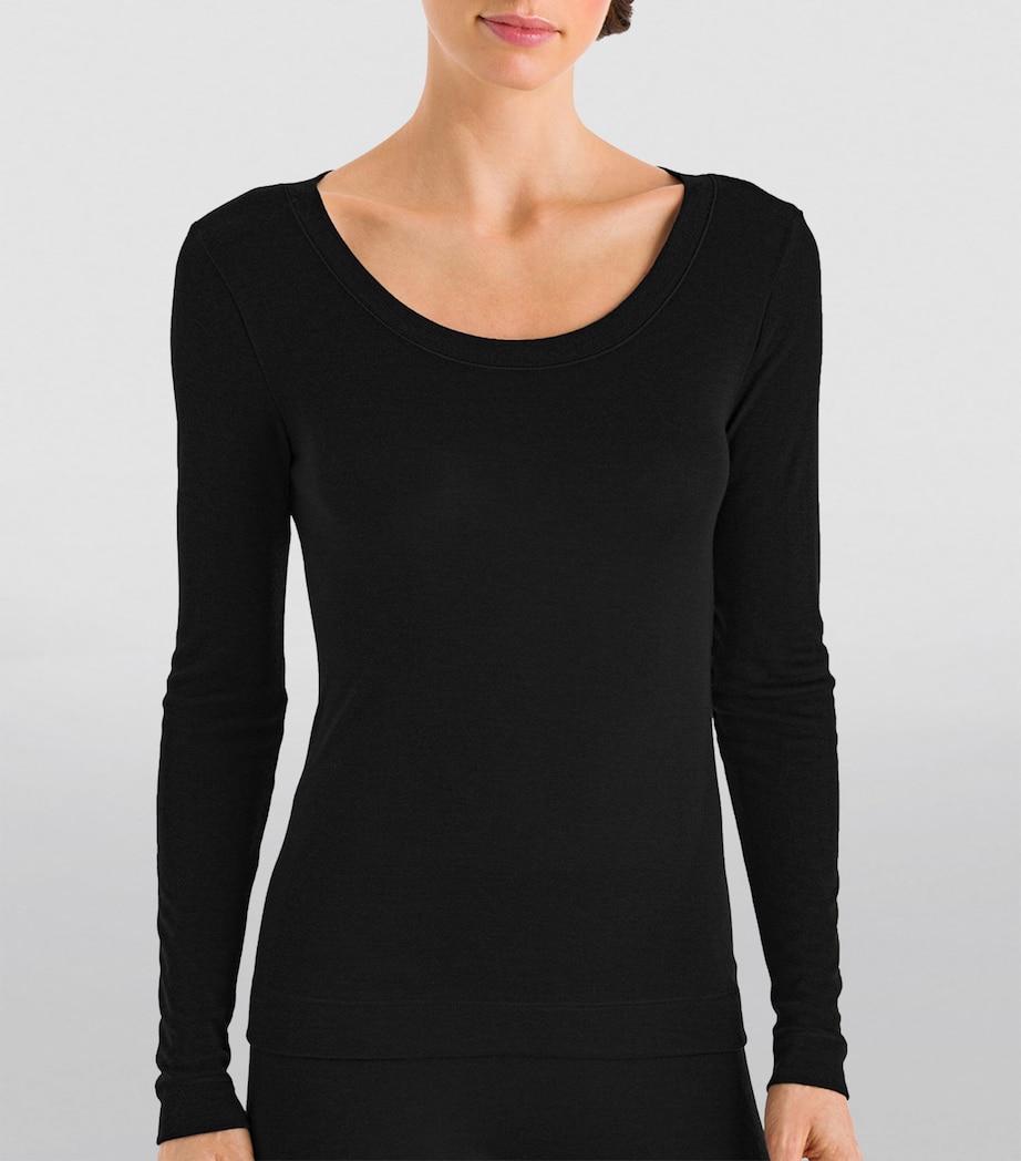 Silk-Cashmere Long-Sleeve Top BLACK Image 3