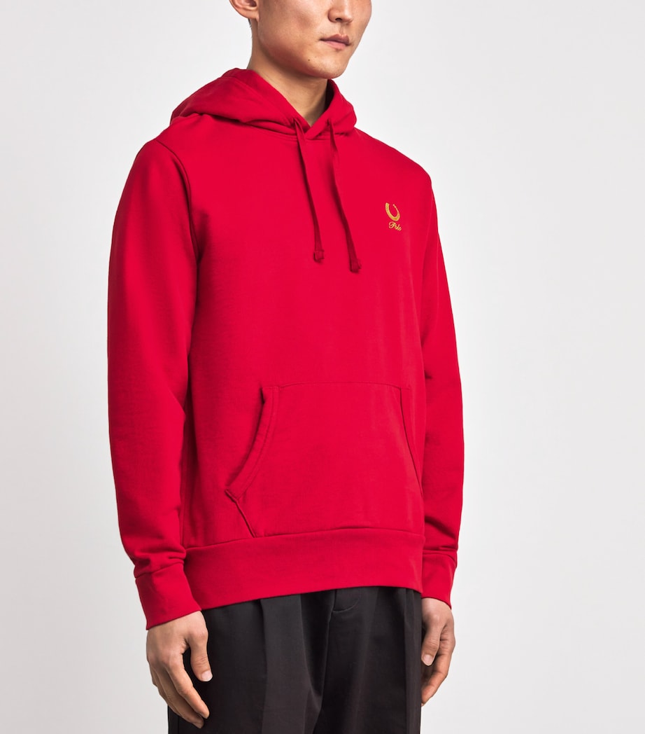 Cotton Polo Horsehoe Hoodie RED Image 3