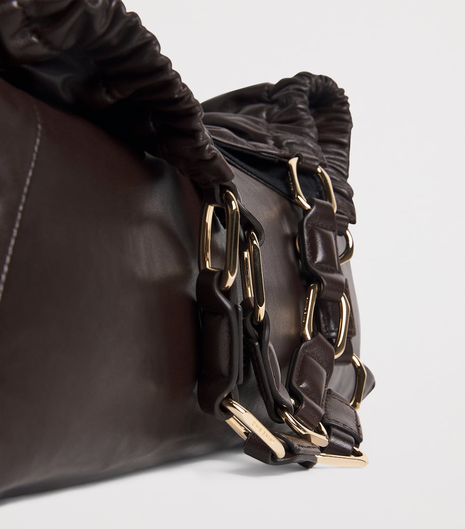 Medium Leather Kate Tote Bag DARK BROWN Image 4