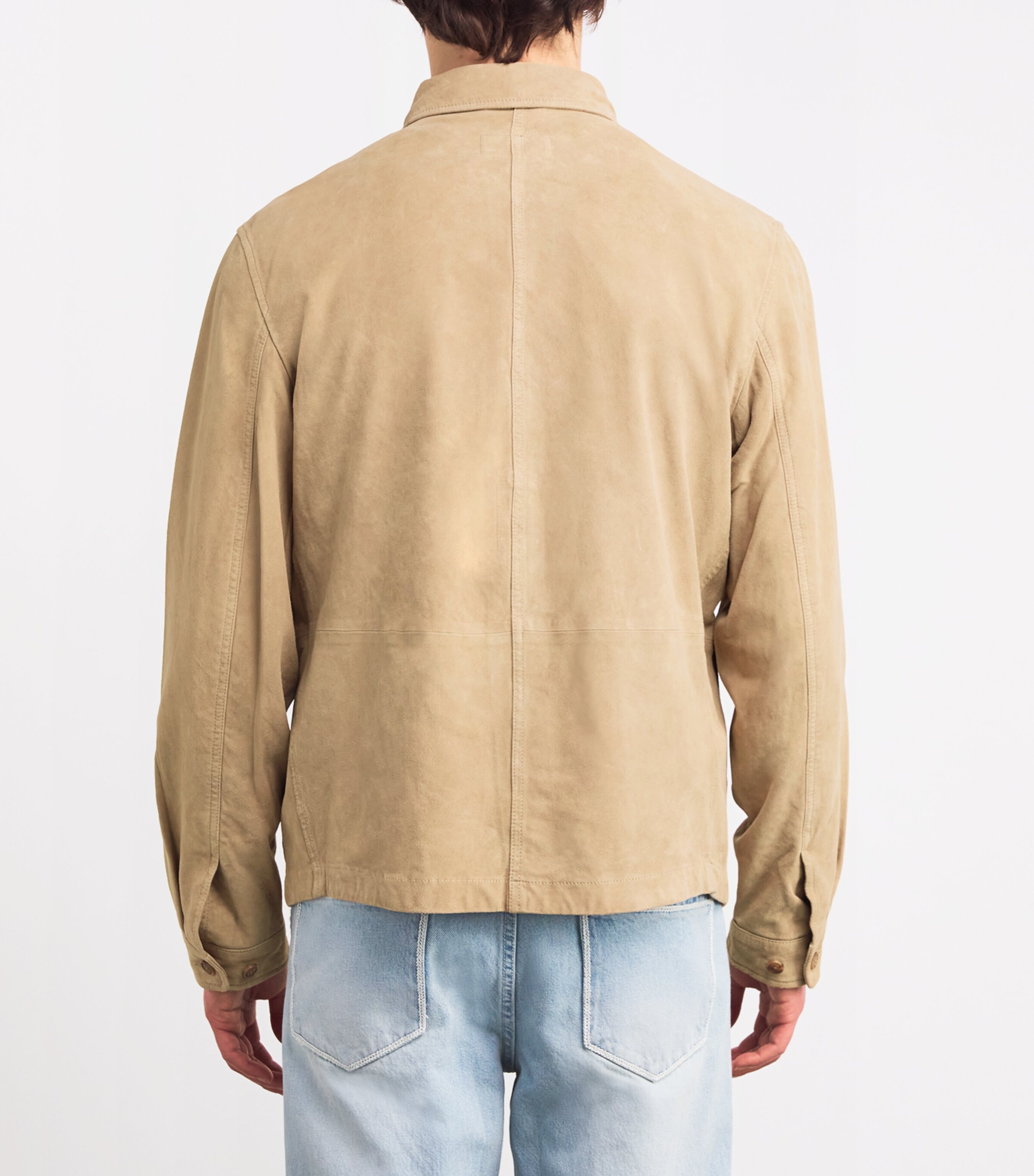 Polo Ralph Lauren Mens Suede Overshirt Beige/khaki Image 4