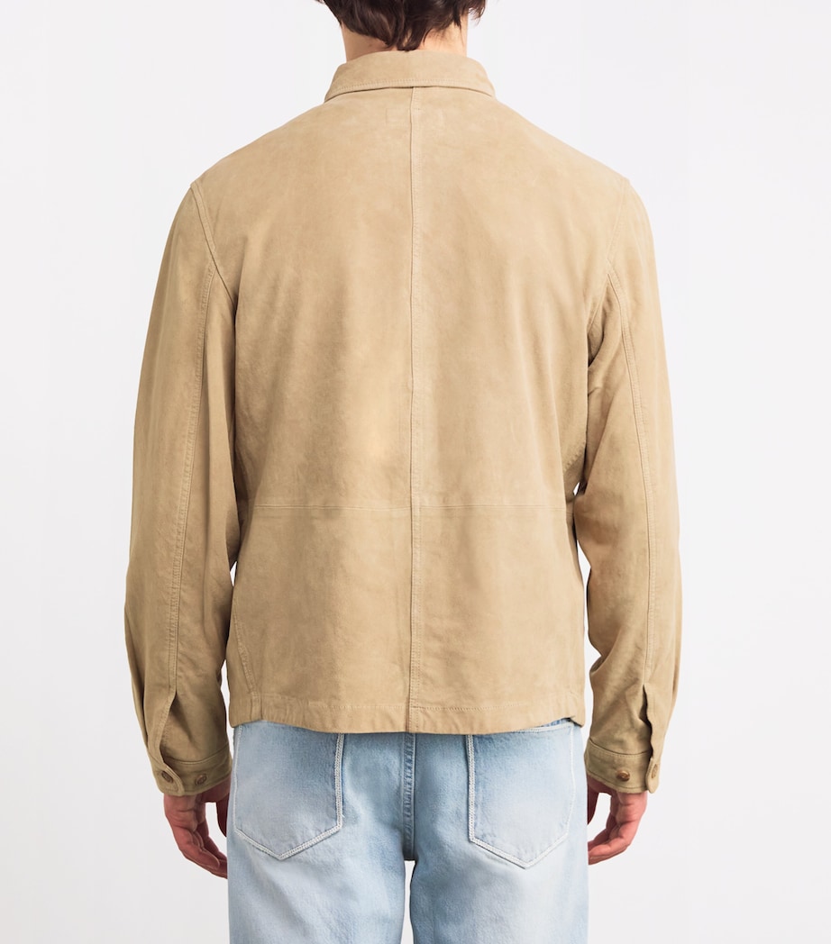 Polo Ralph Lauren Mens Suede Overshirt Beige/khaki Image 4