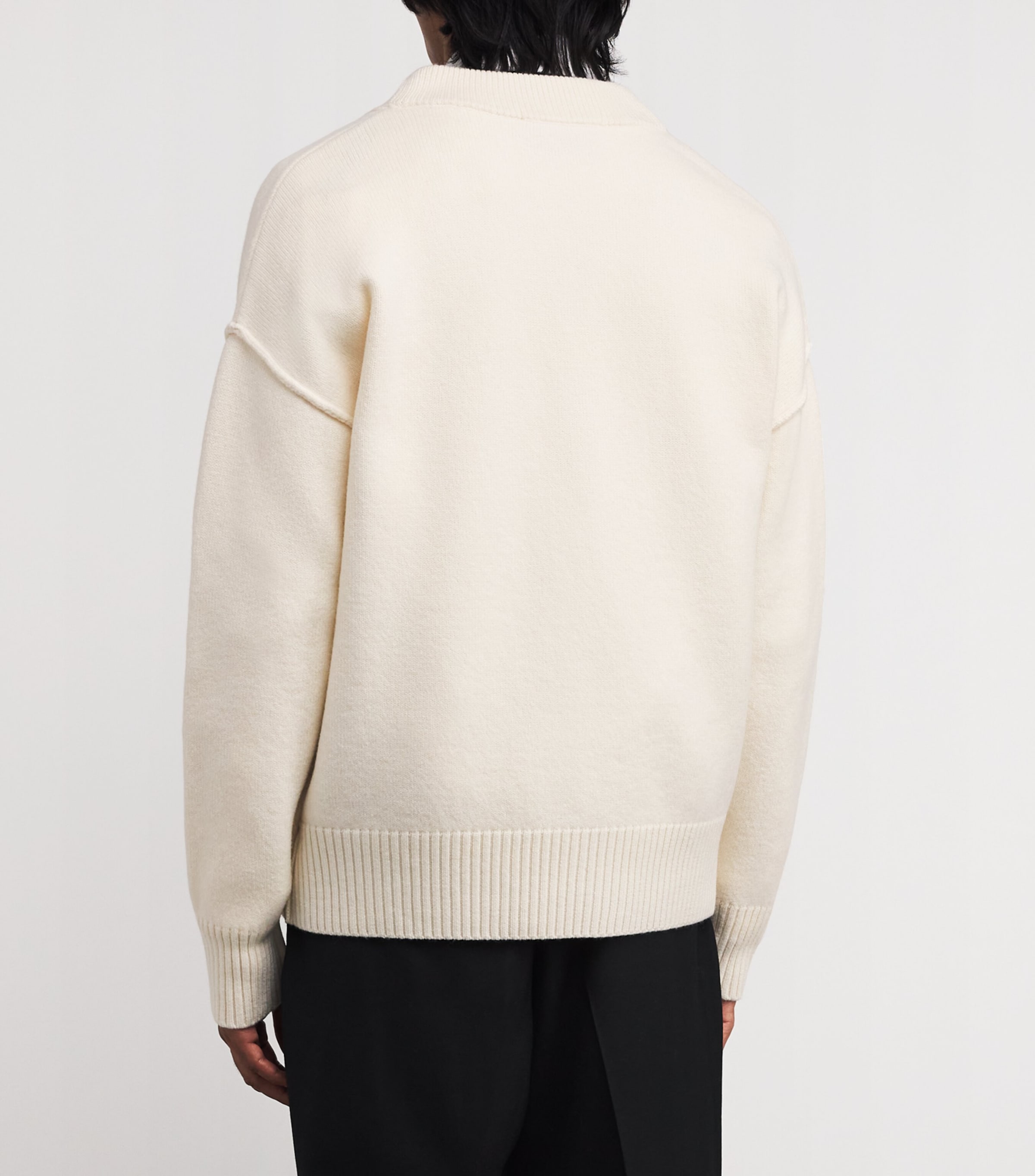 Virgin Wool Ami de Coeur Cardigan 151 - ECRU/NOIR Image 4