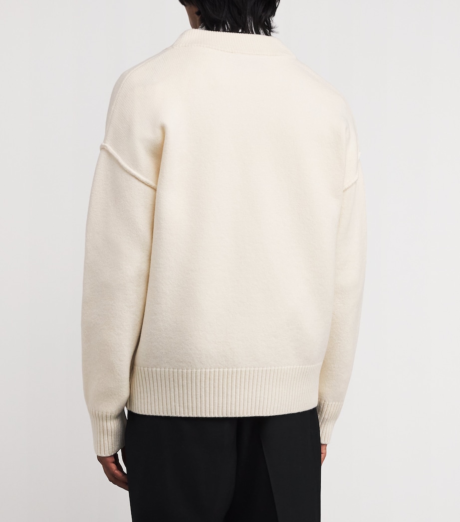 Virgin Wool Ami de Coeur Cardigan 151 - ECRU/NOIR Image 4