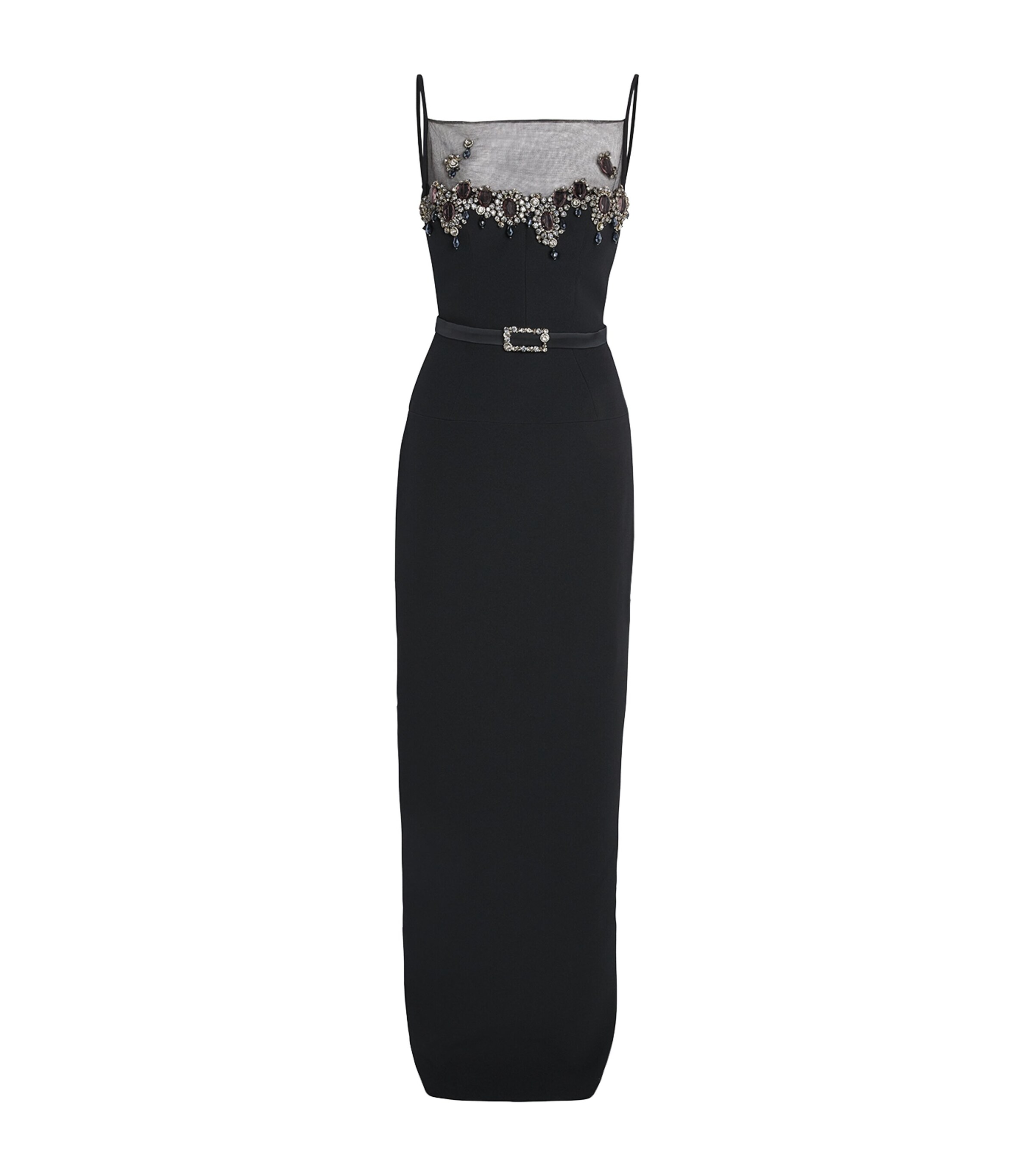 Safiyaa Womens Crystal-Embellished Pelin Dress Black With Gunmetal Image 1