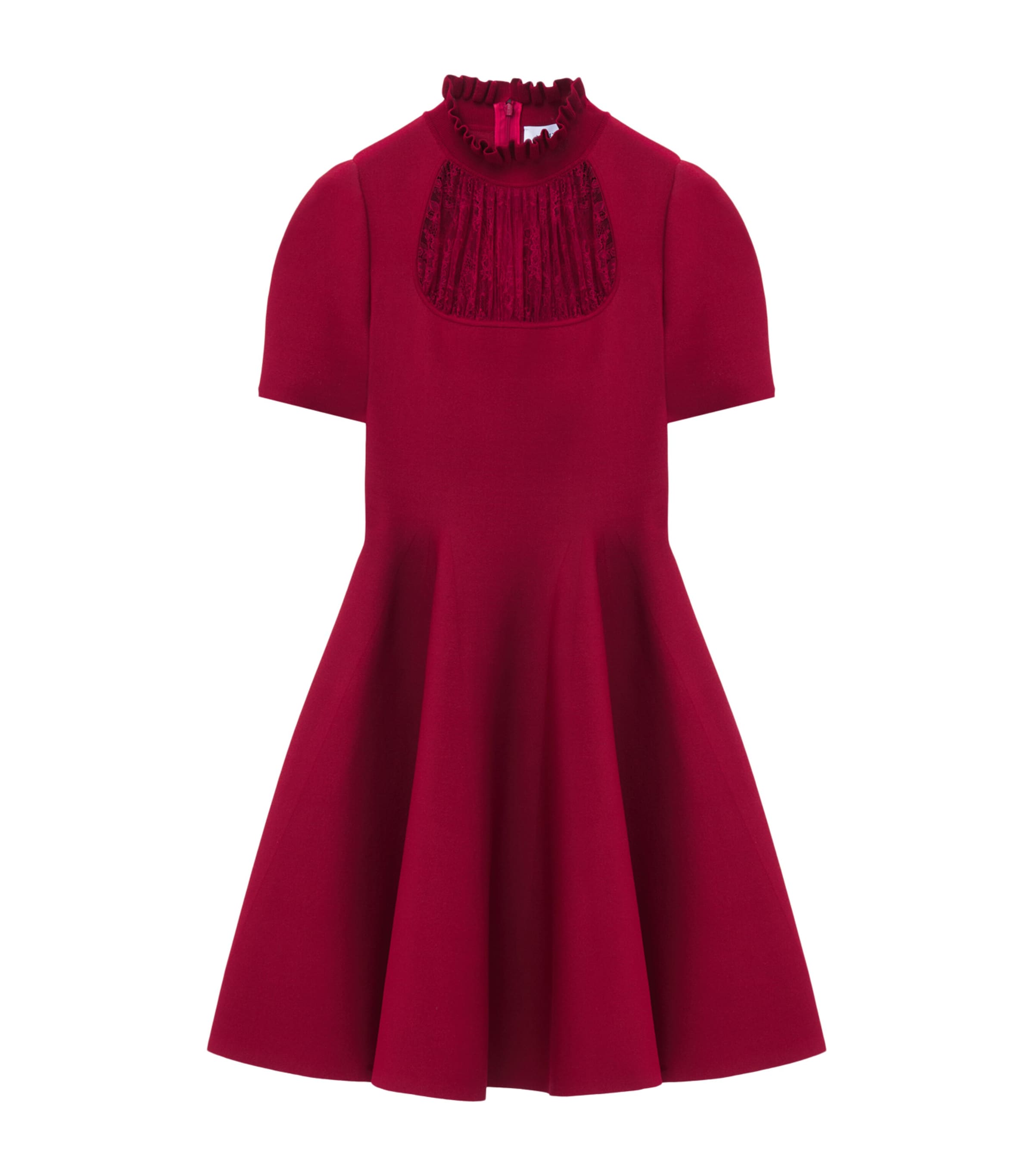 Alexander Mcqueen Lace Panel Mini Dress In Burgundy