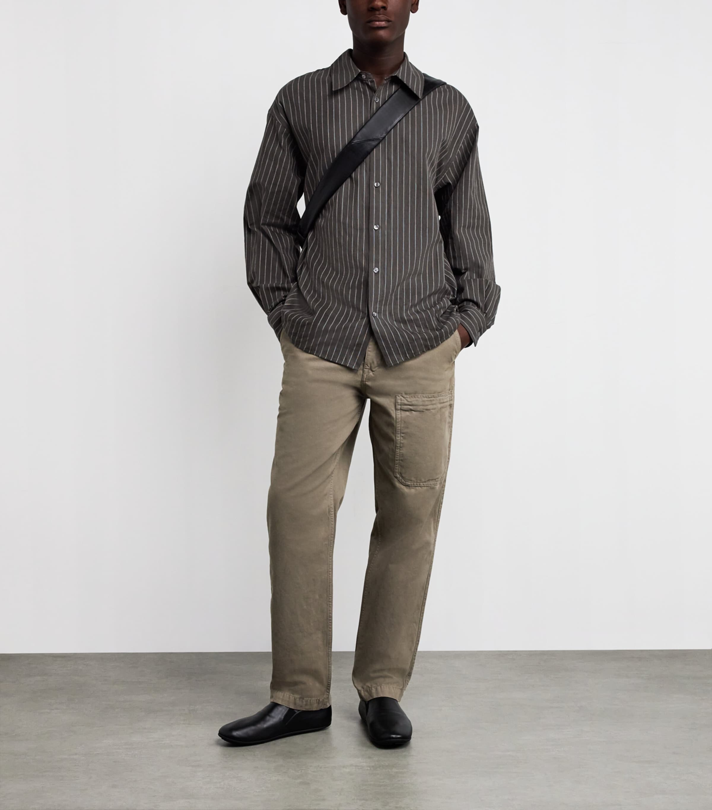 Stripe Oversized Shirt A4039-1850-BKTR Image 2