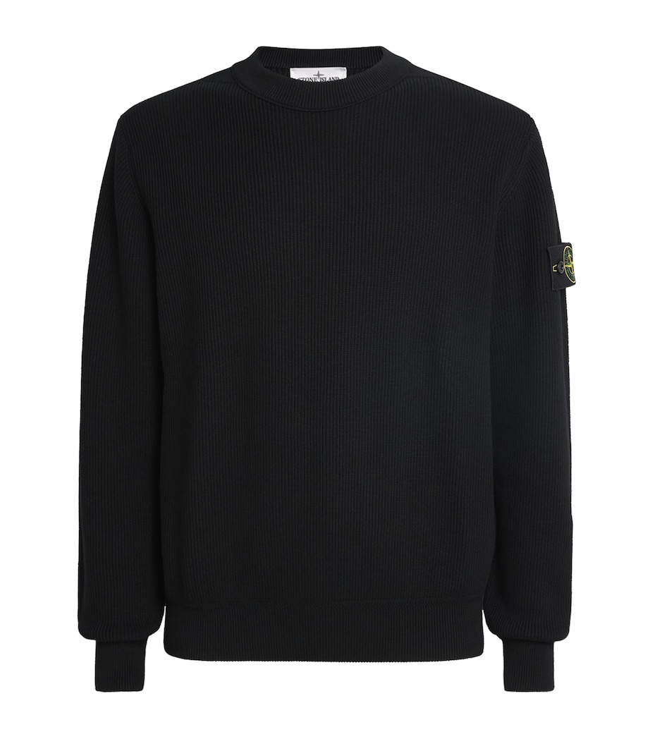 Stone Island Mens Cotton Rib-Knit Compass Sweater Image 1