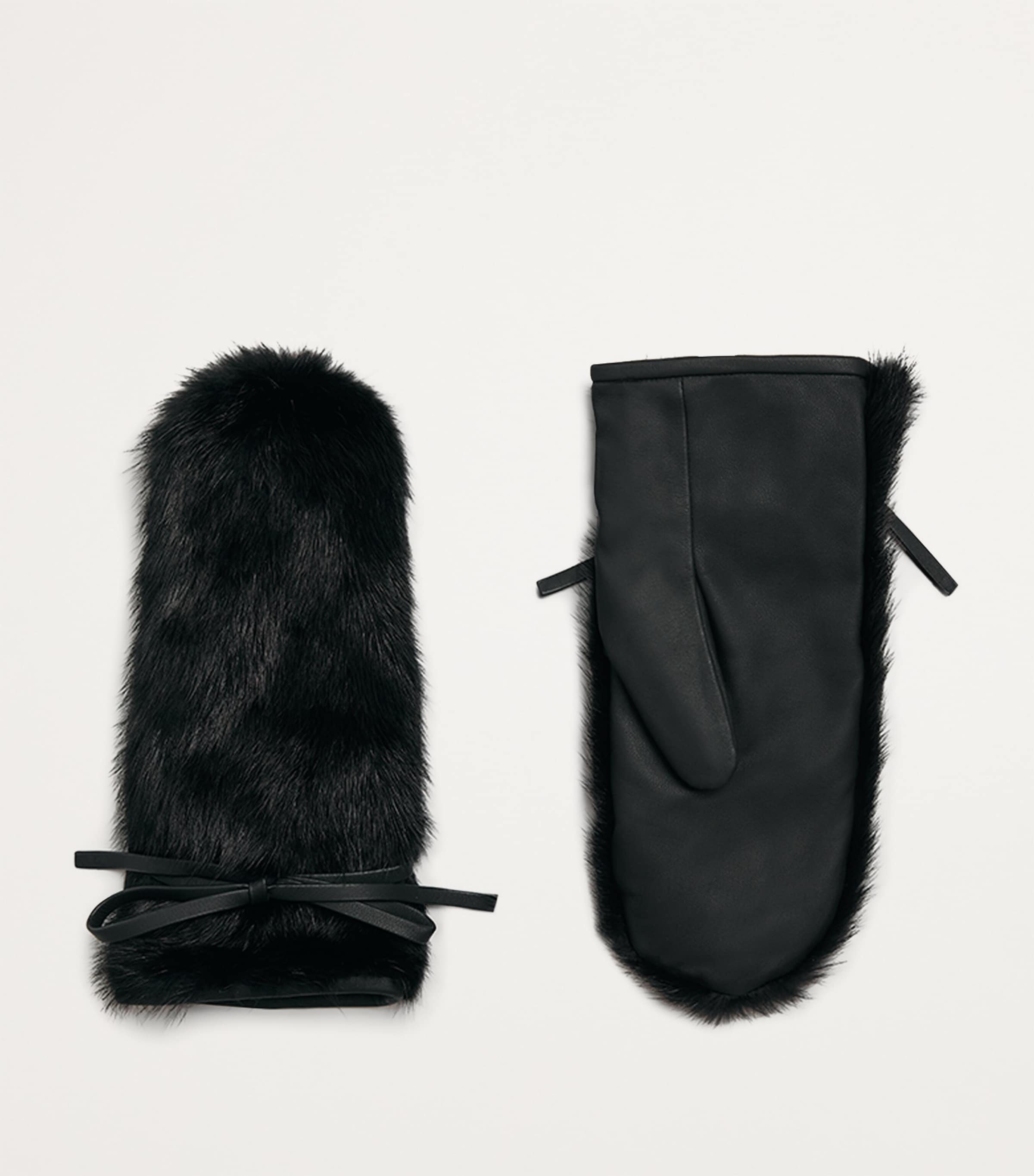 Mink Fur-Leather Mittens C99 Image 3