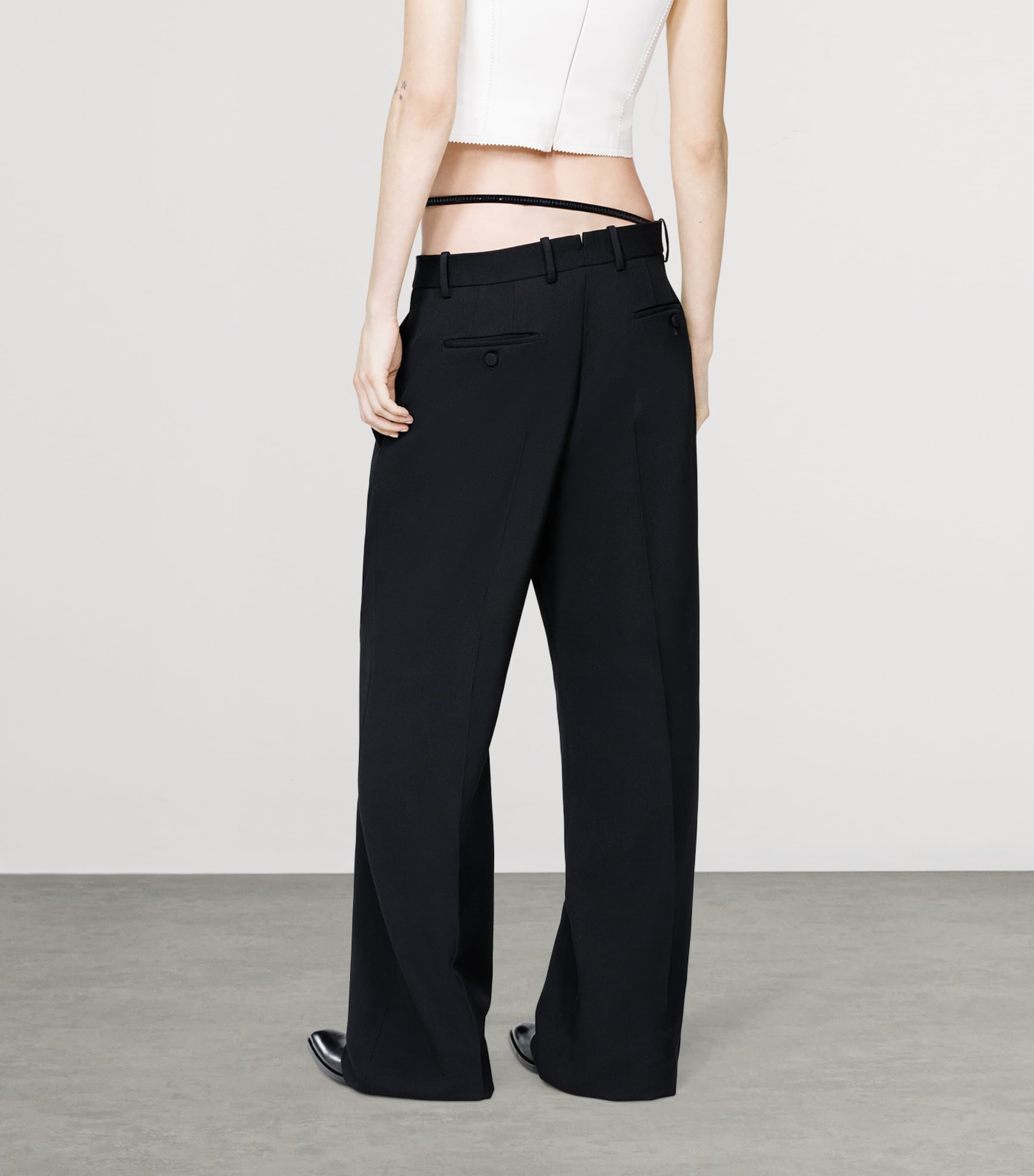 TOM FORD Womens Virgin Wool Belted Trousers Naa Image 4