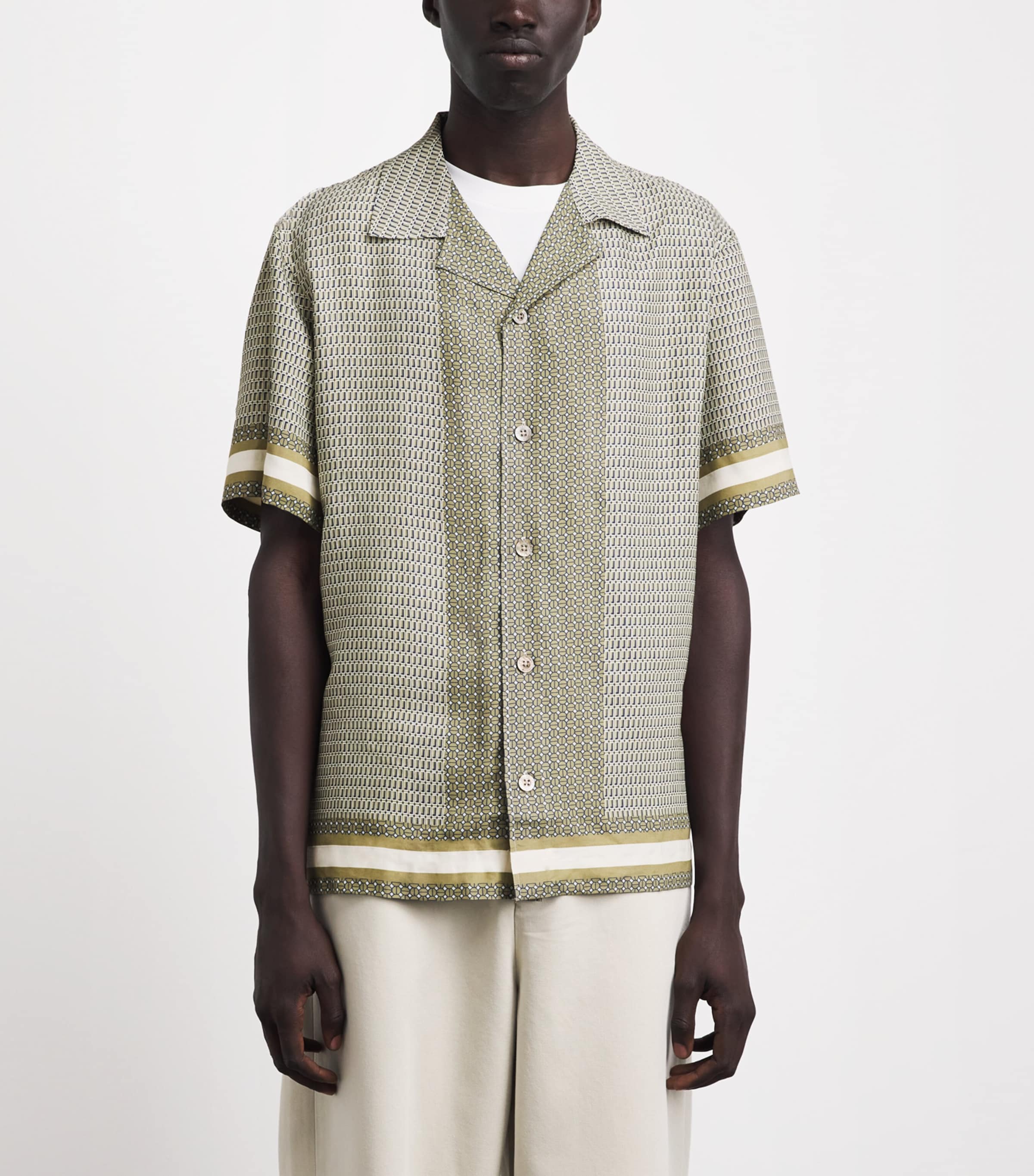 CHÉ Mens Printed Berkeley Shirt Dark Olive Image 4
