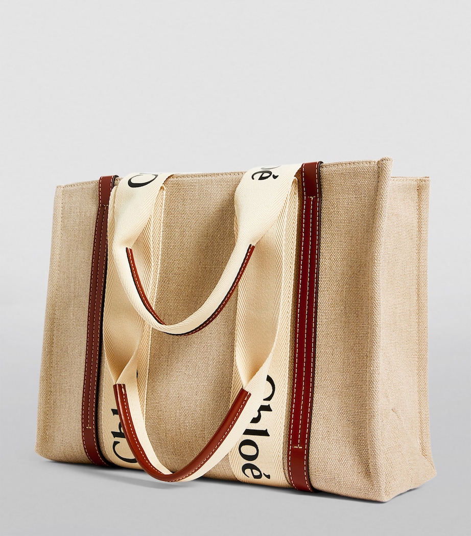 Medium Woody Tote Bag WHITE  BROWN 1 Image 3