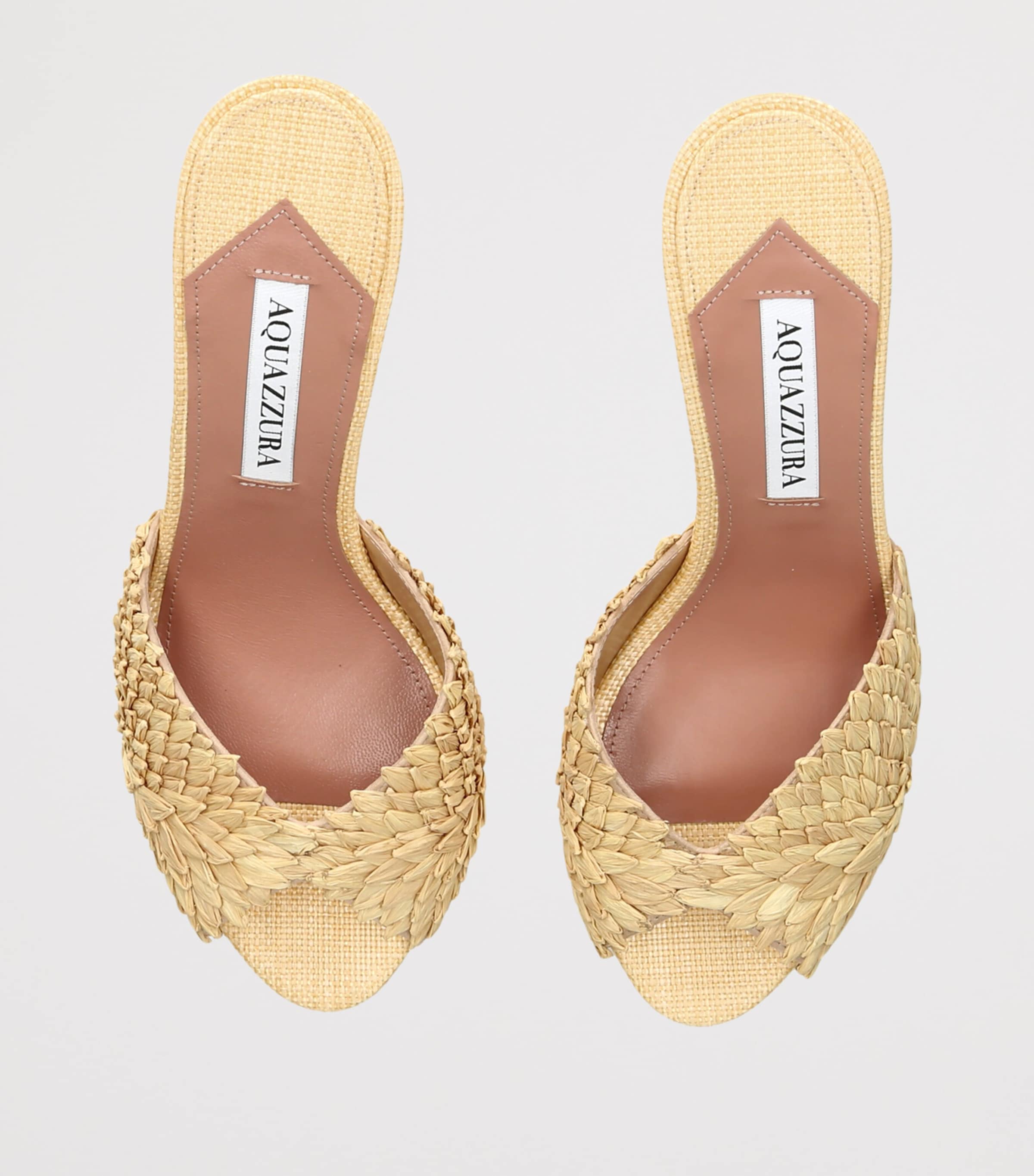 Aquazzura Raffia Rio Flirt Heeled Mules 75 Beige Image 4
