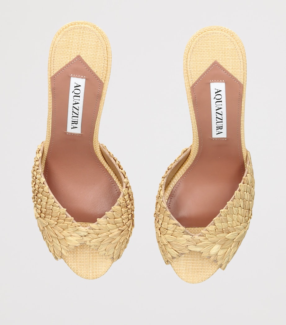 Aquazzura Raffia Rio Flirt Heeled Mules 75 Beige Image 4