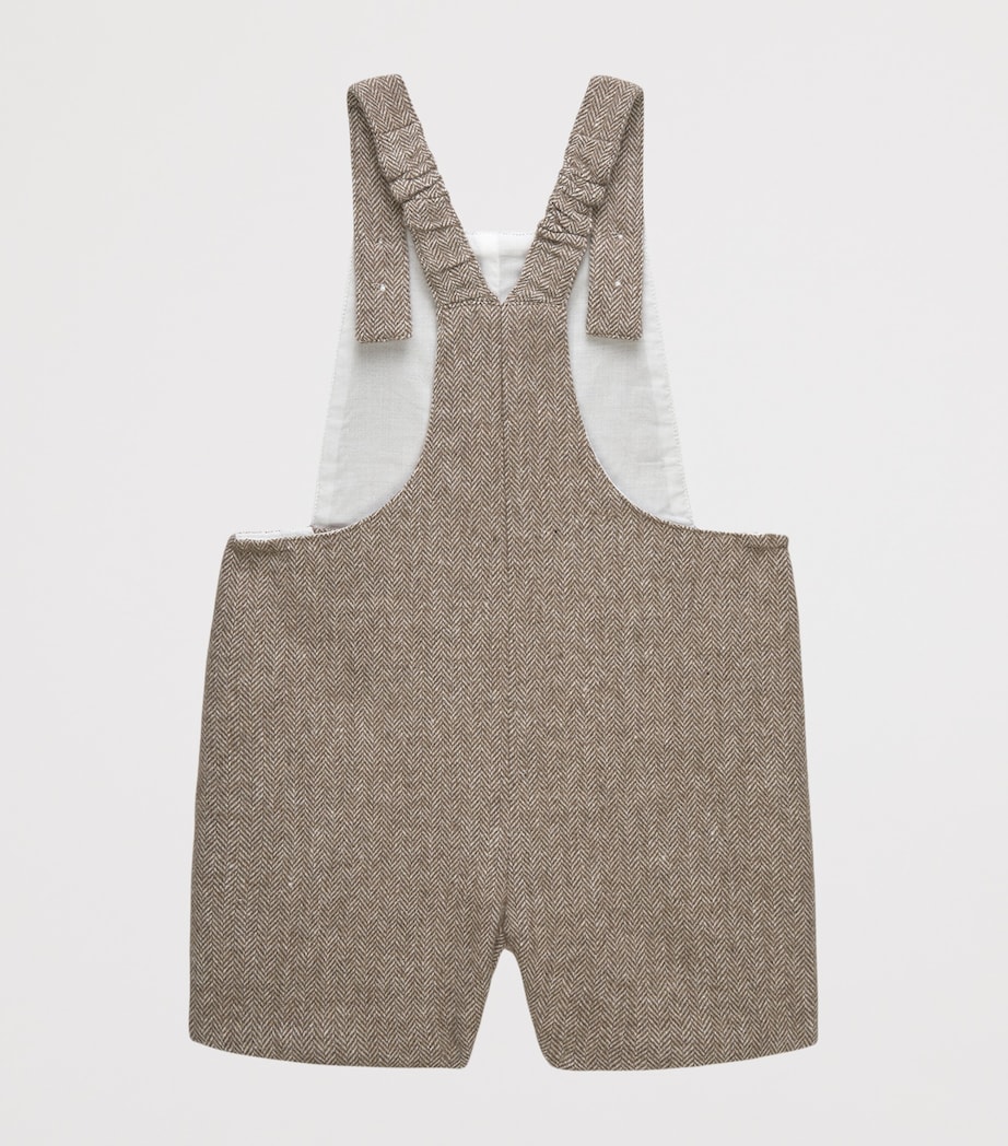 Trotters Alfie Embroidered Dungarees (6-24 Months) Oatmeal Image 2