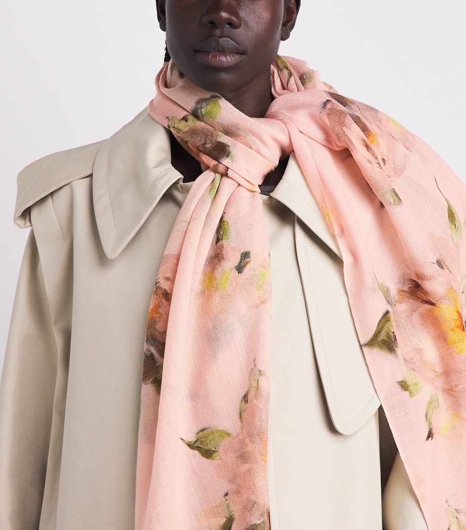 Harrods Wool Midnight Rose Scarf Pink Image 3