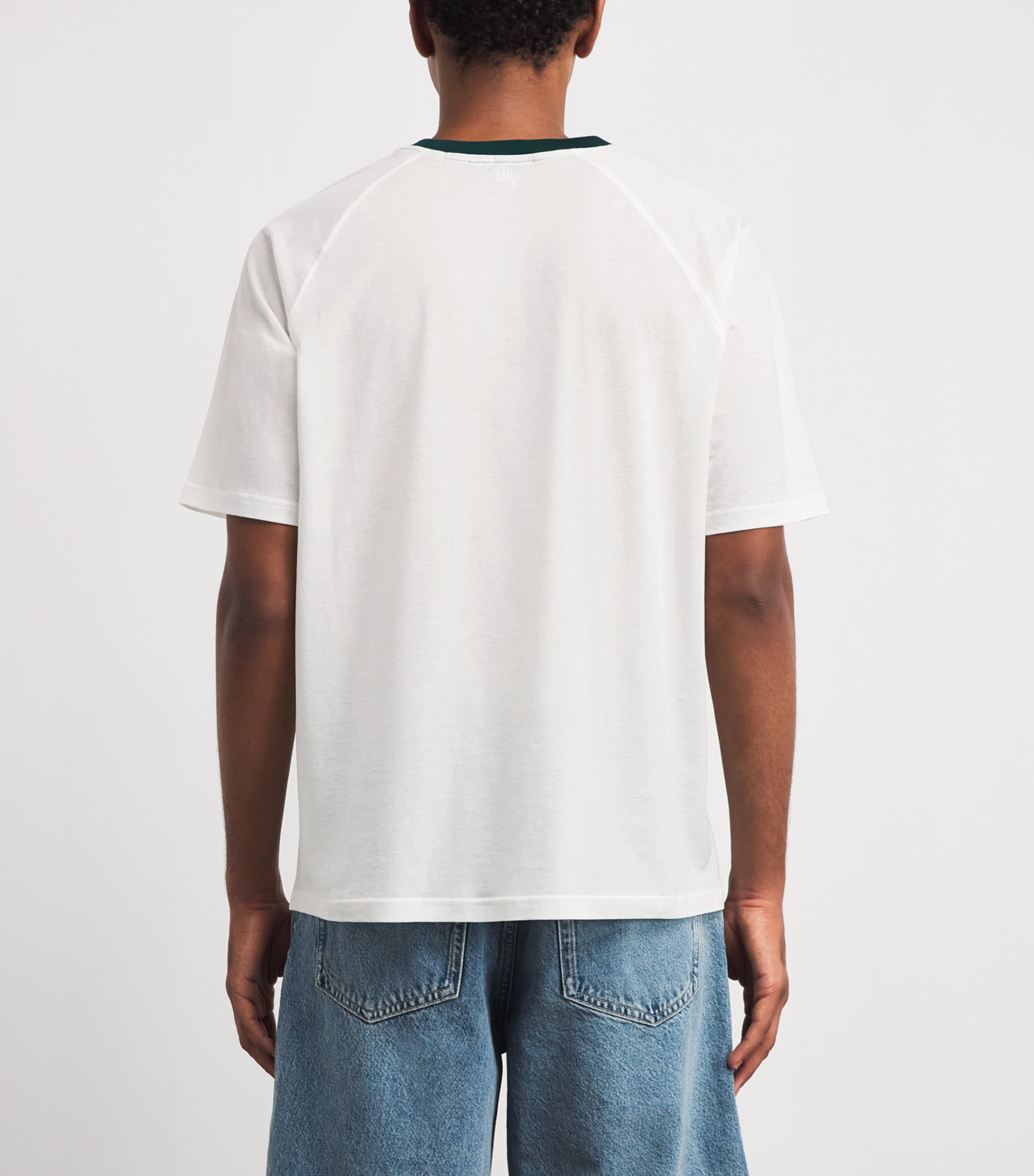 AMI Paris Mens Cotton Ami De Coeur T-Shirt Blnc Ntlvrt Spn Image 5