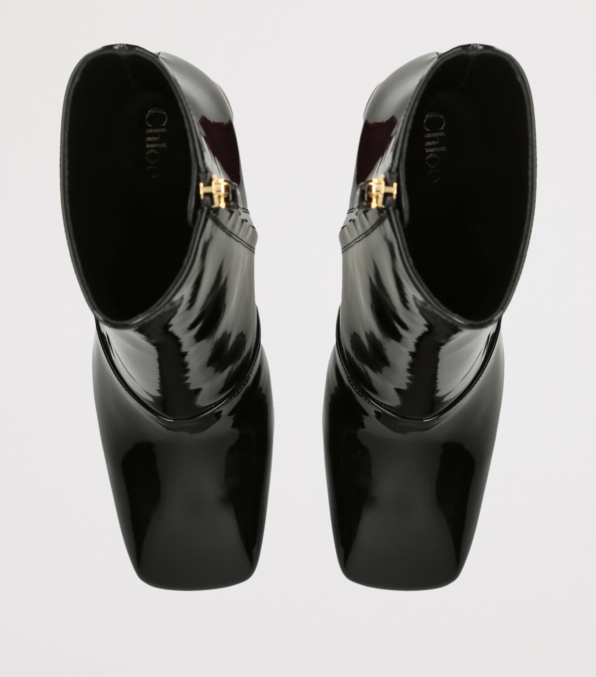 Chloé Black Patent Leather Janis Heeled Boots 85 | Harrods US