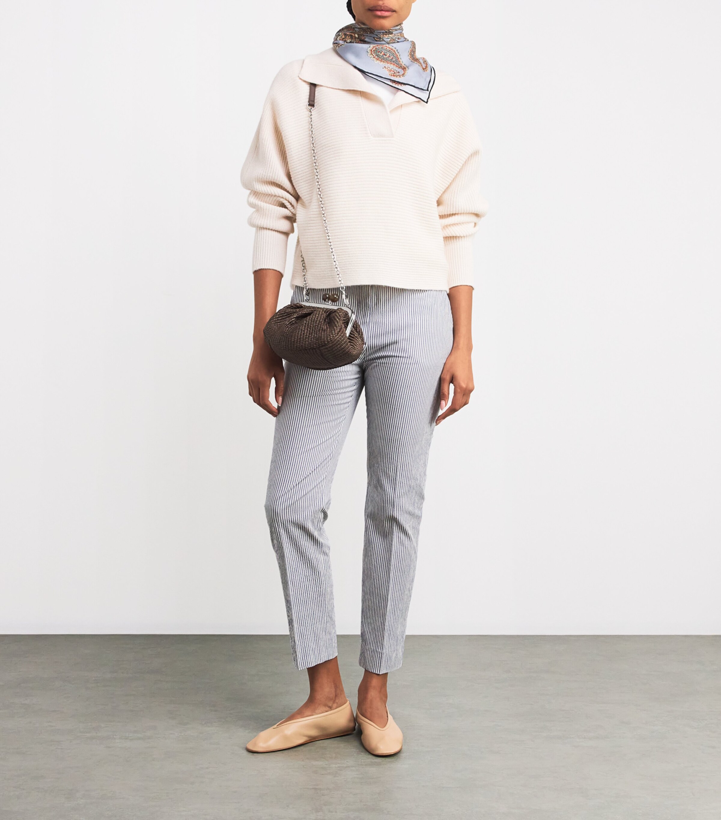 Weekend Max Mara Womens Striped Slim Tailored Trousers Navy Image 2