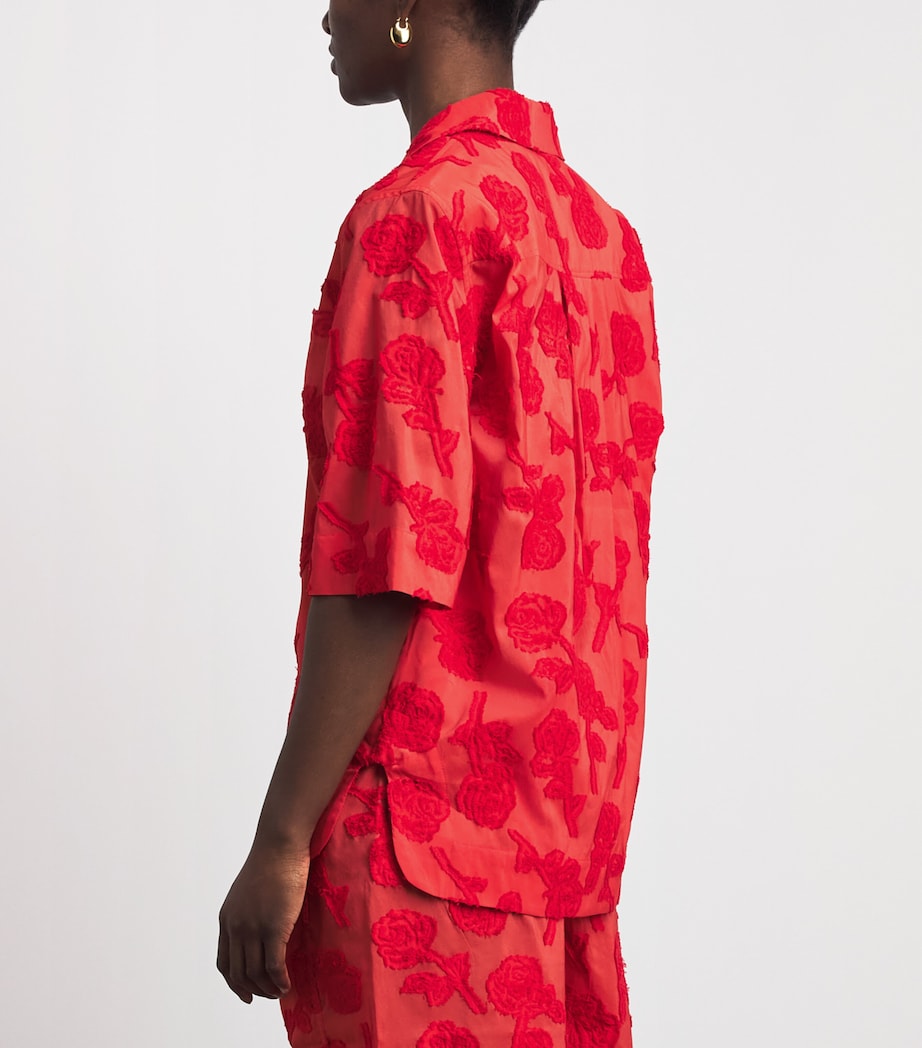 GANNI Womens Floral Oversized Shirt Fiery Red Image 5