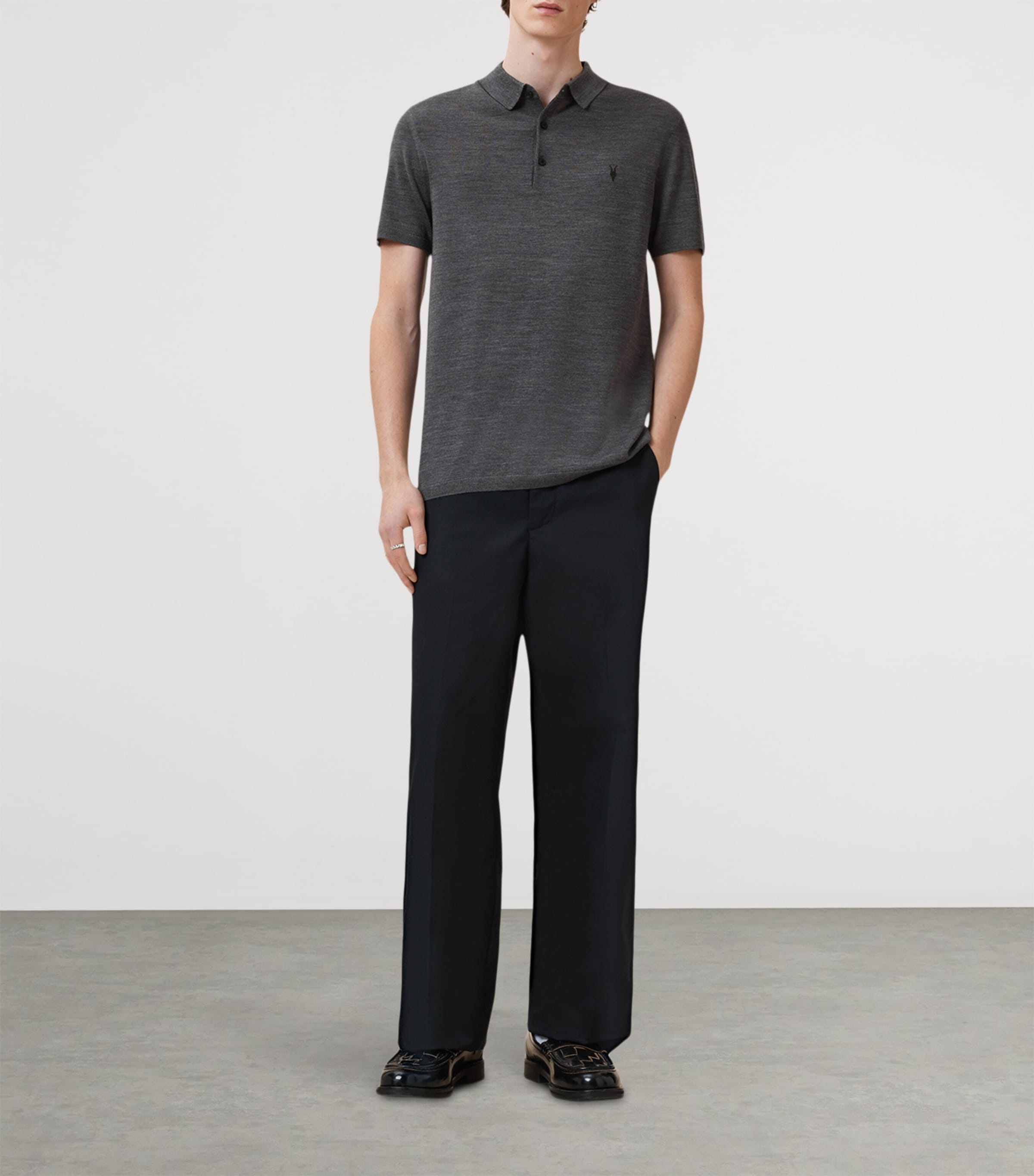 Merino Wool Mode Polo Shirt MONUMENT GREY Image 3