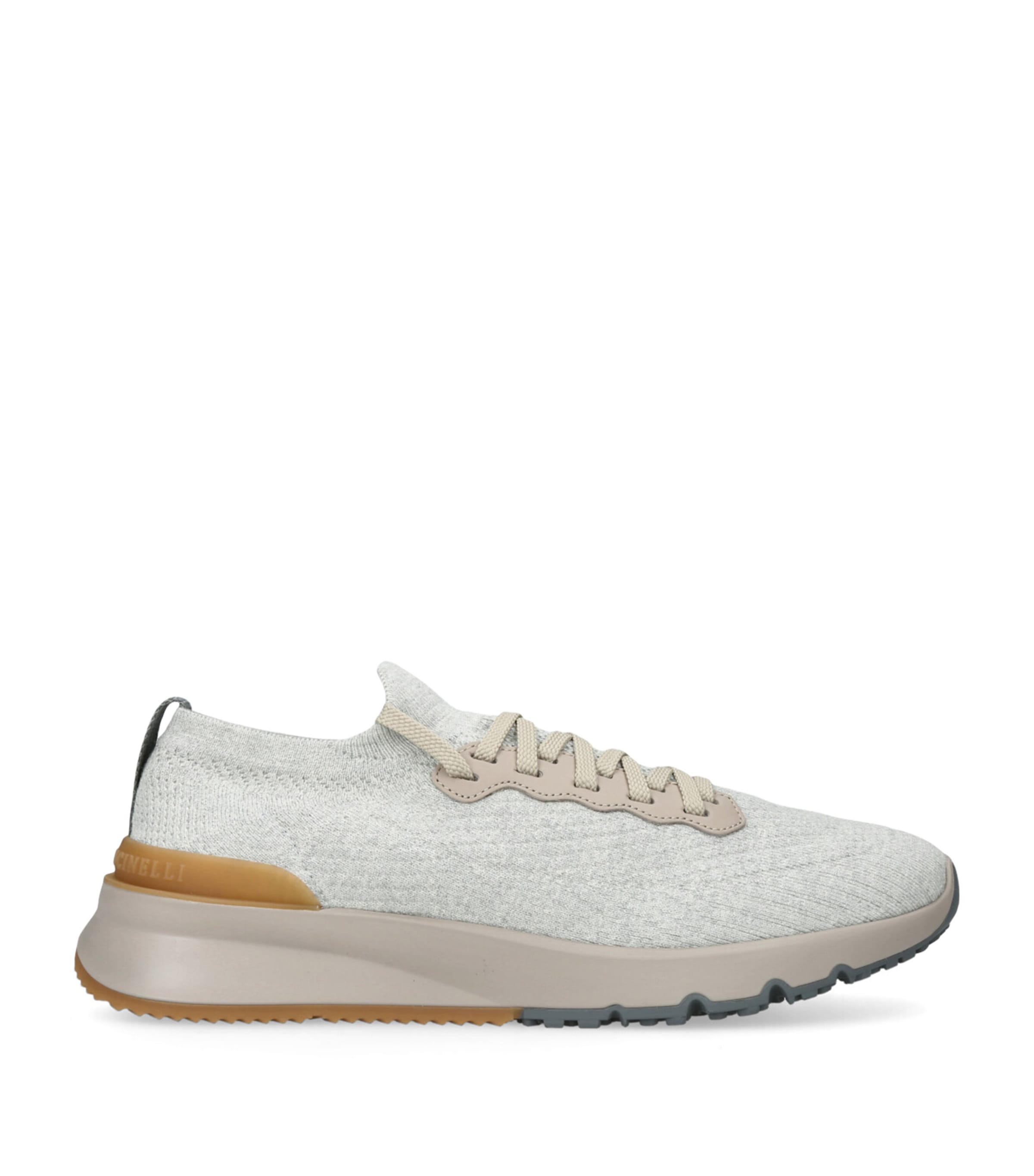 Brunello Cucinelli Knitted Low-top Sneakers In Grey
