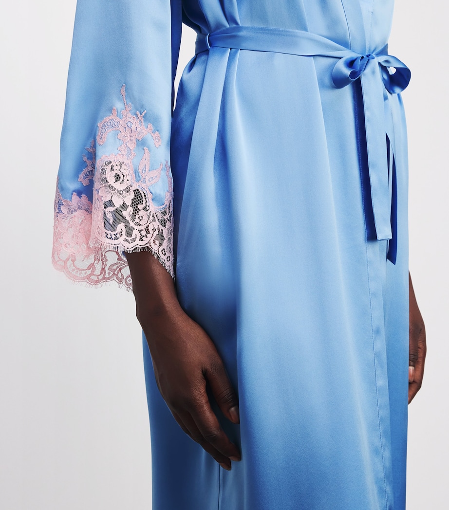 Silk Lace-Trim Bénédicte Long Robe 5276 CIEL/LILA Image 4