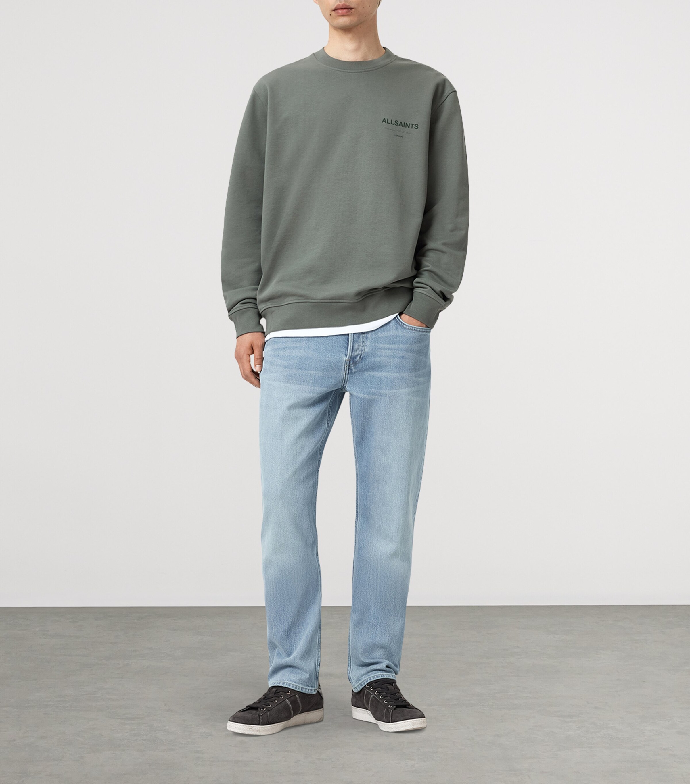 AllSaints Mens Organic Cotton Future Sweatshirt Gastor Green Image 3