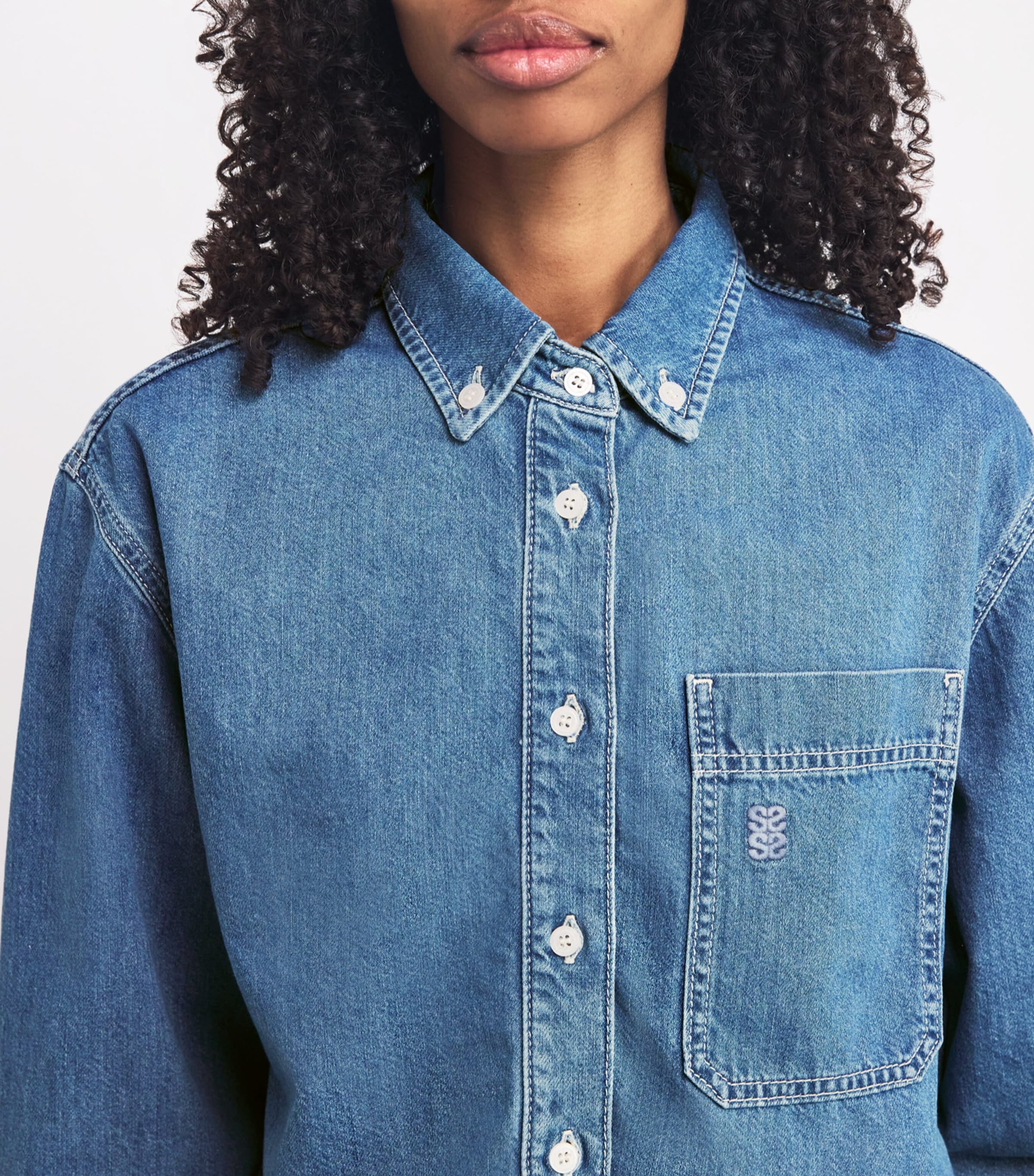 Denim Cropped Shirt BLUE JEAN Image 6