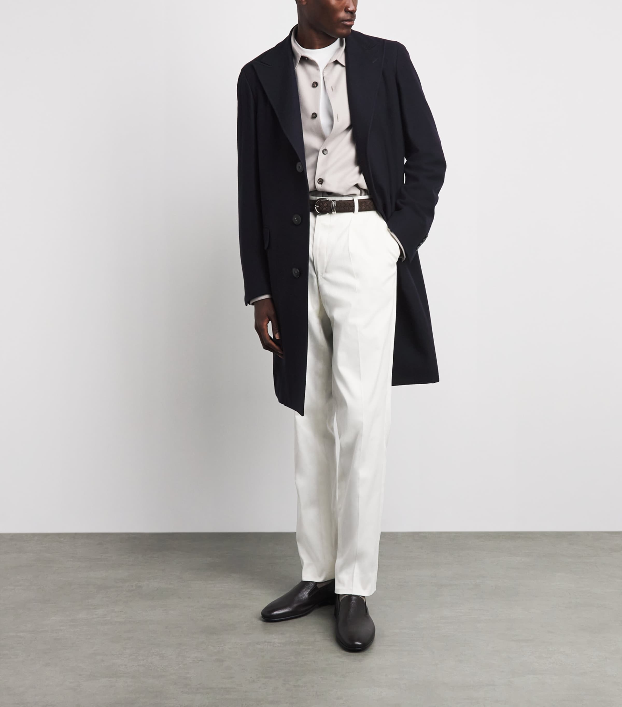 Canali Mens Wool Overcoat Navy Image 2