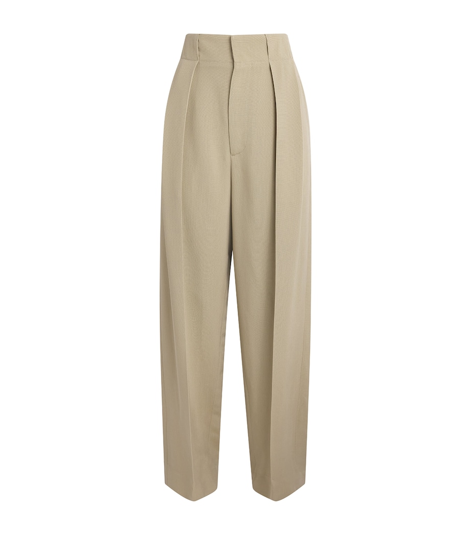 Victoria Beckham Womens Pleated Tailored Trousers Camel Melange Image 1