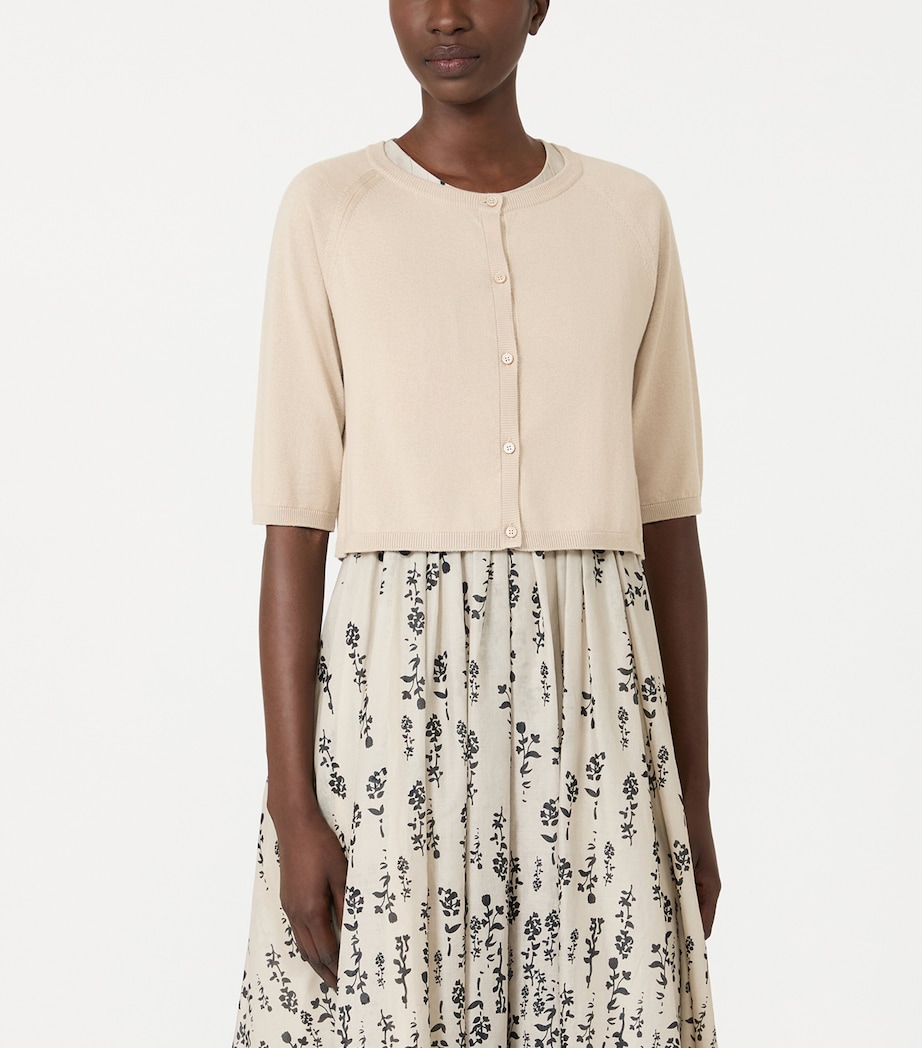 Max Mara Womens Cotton-Silk-Cashmere Cardigan Natural Image 3