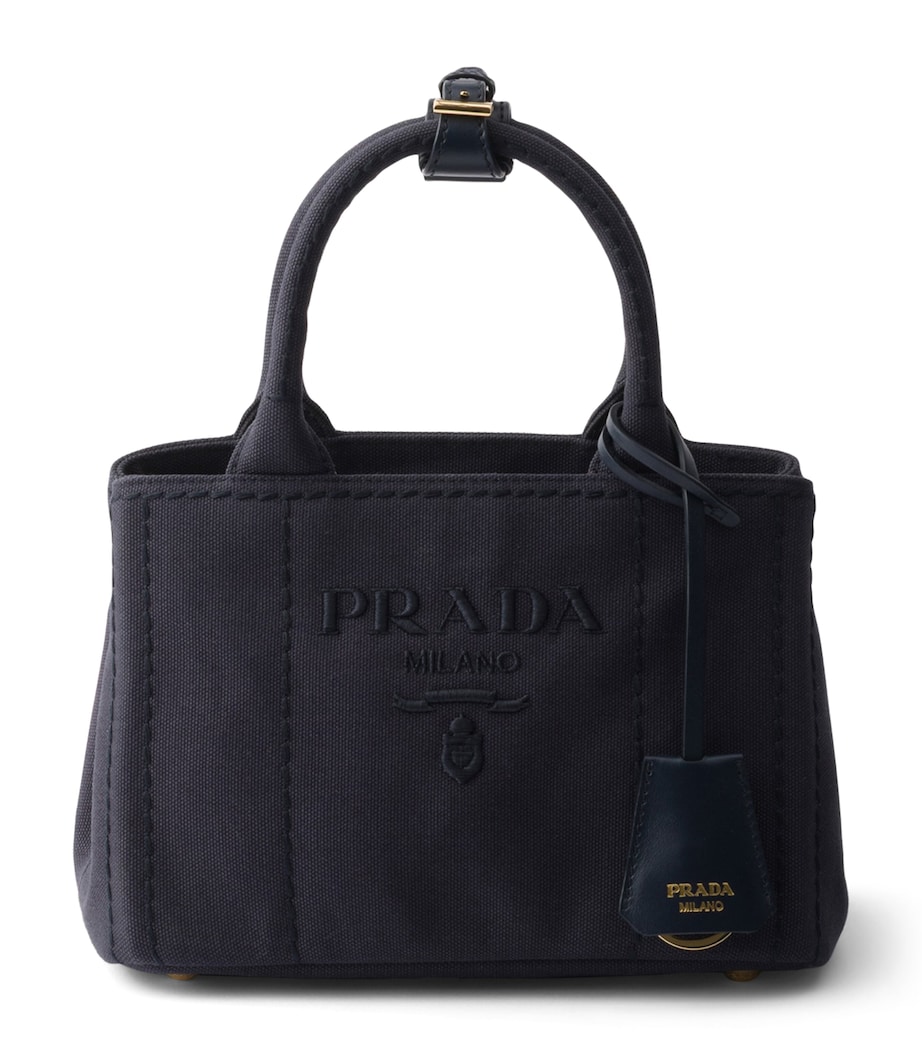 Prada Mini Cotton Jardinière Tote Bag Blue Image 1
