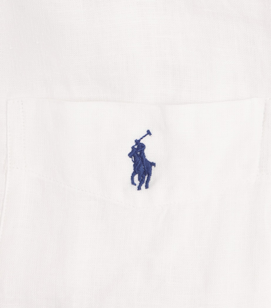Polo Ralph Lauren Mens Linen Short-Sleeve Classic-Fit Shirt White Image 6