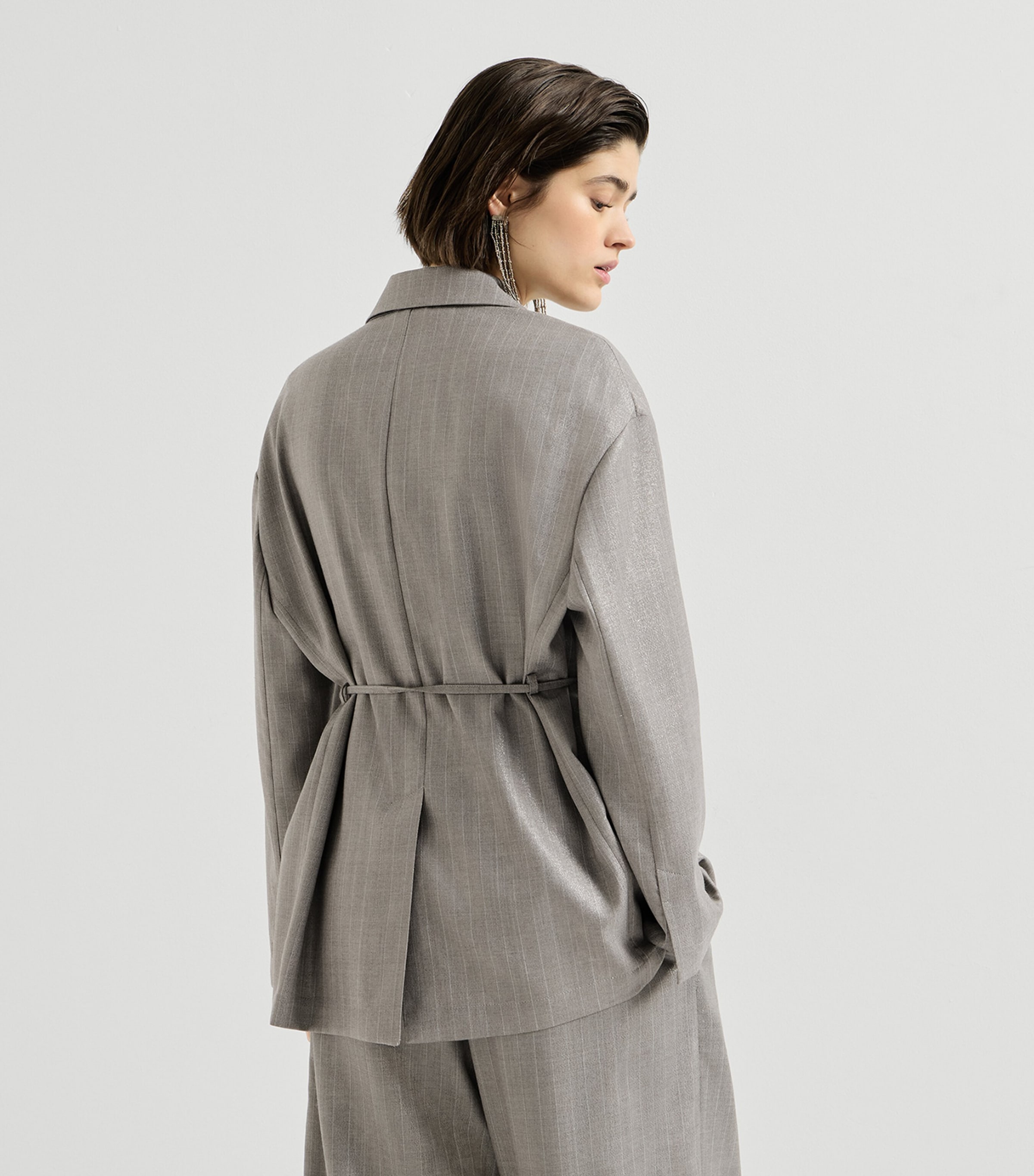 Brunello Cucinelli Womens Virgin Wool-Blend Pinstripe Monili Blazer Image 5