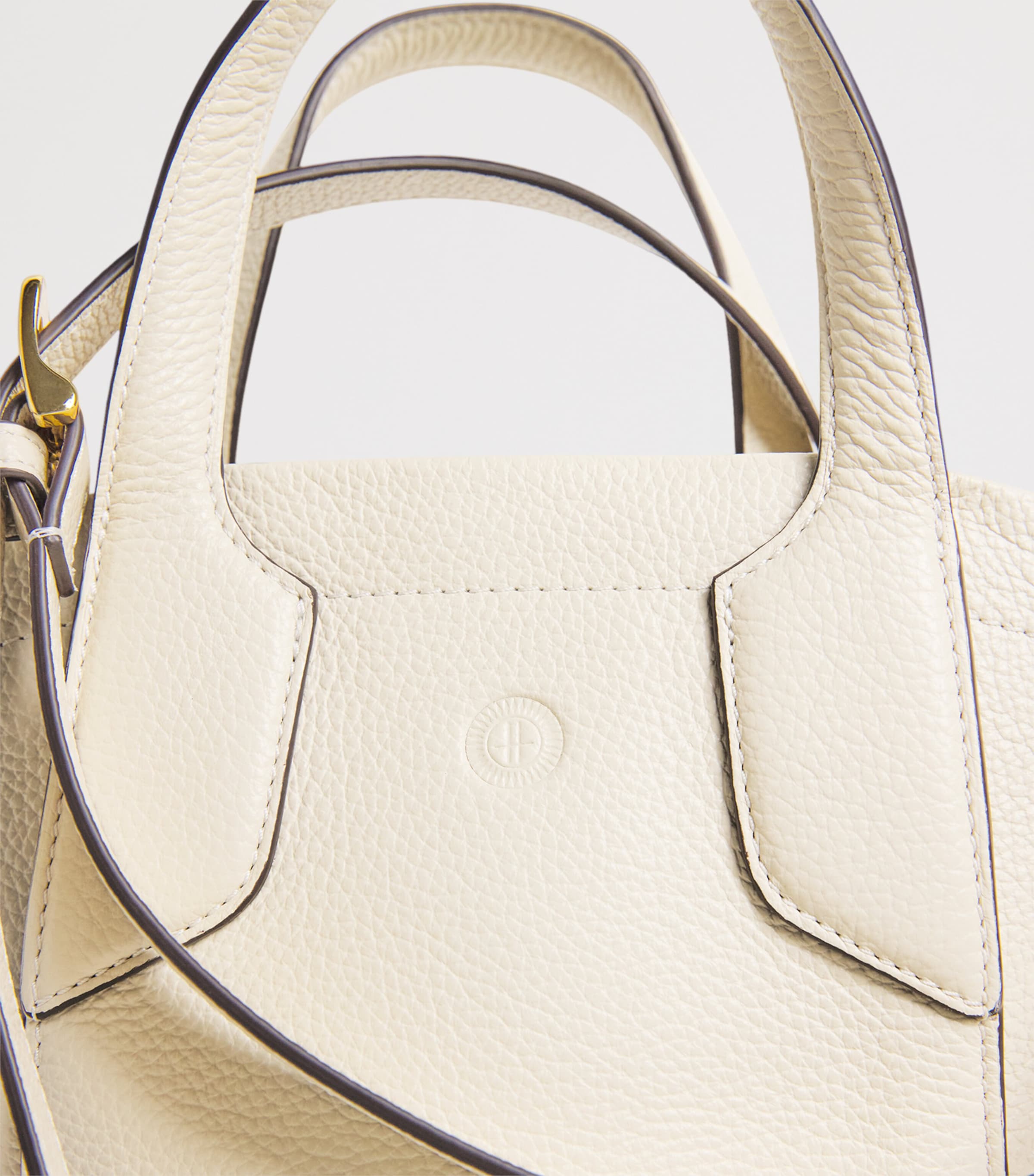 Harrods Small Leather Freya Tote Bag Stone Image 6