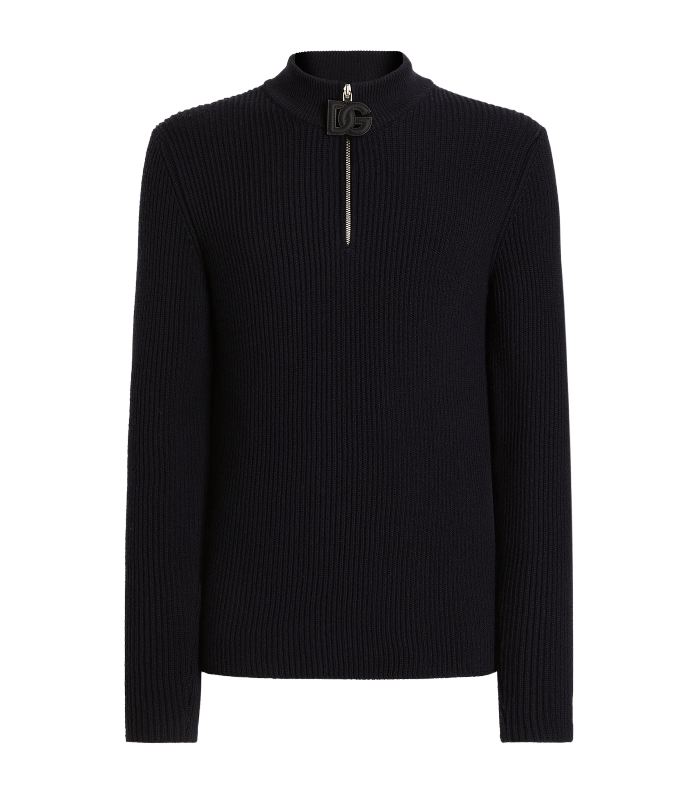 Virgin Wool Quarter-Zip Sweater B6712 BLUE Image 1