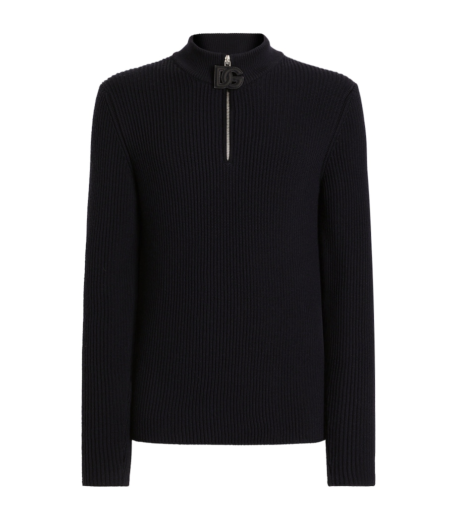 Virgin Wool Quarter-Zip Sweater B6712 BLUE Image 1