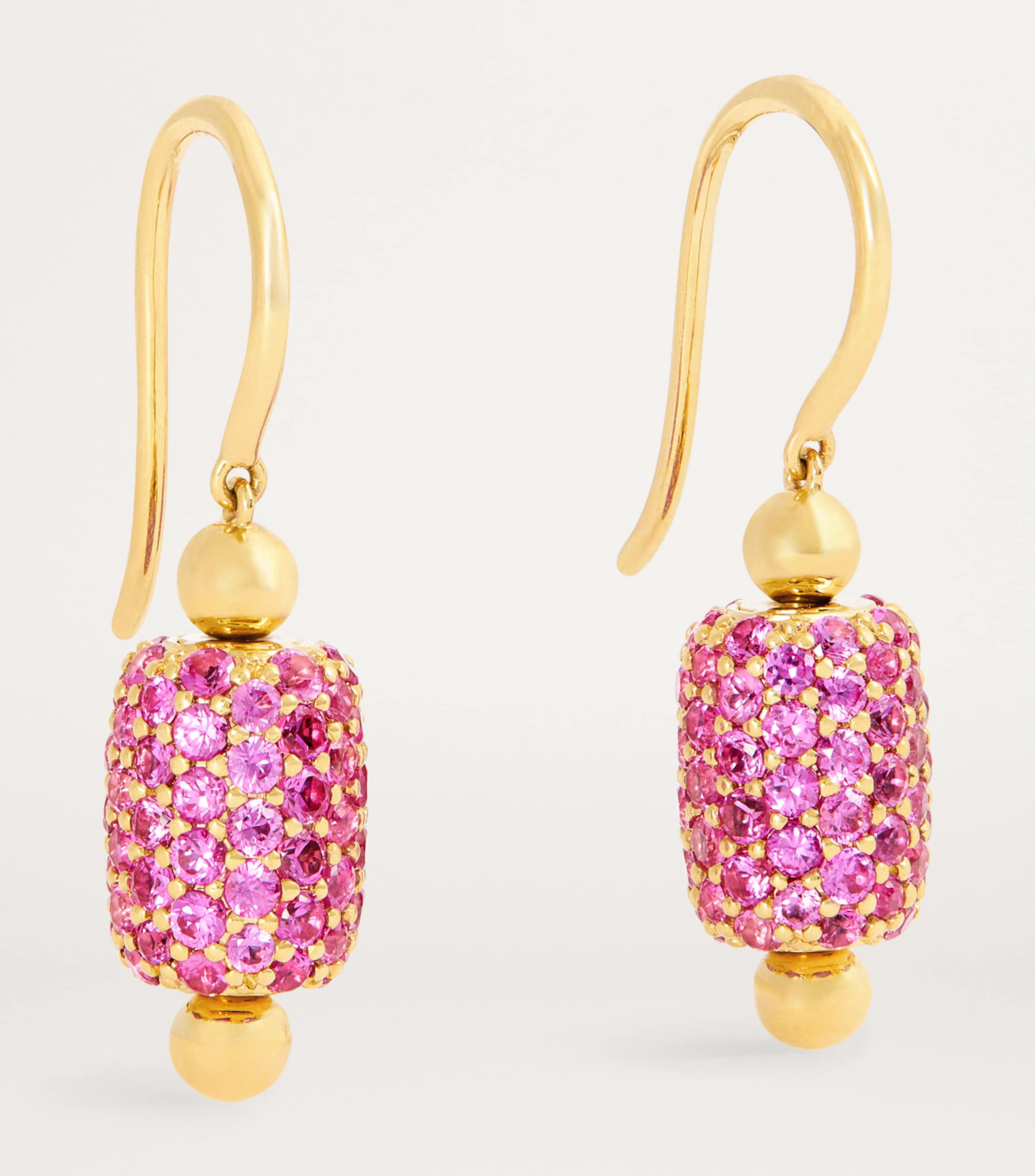 Yellow Gold and Sapphire Barrel Drop Earrings YELLOW GOLD Image 3