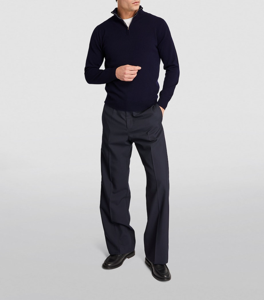 Cashmere Zip-Up Sweater NAVY Image 2