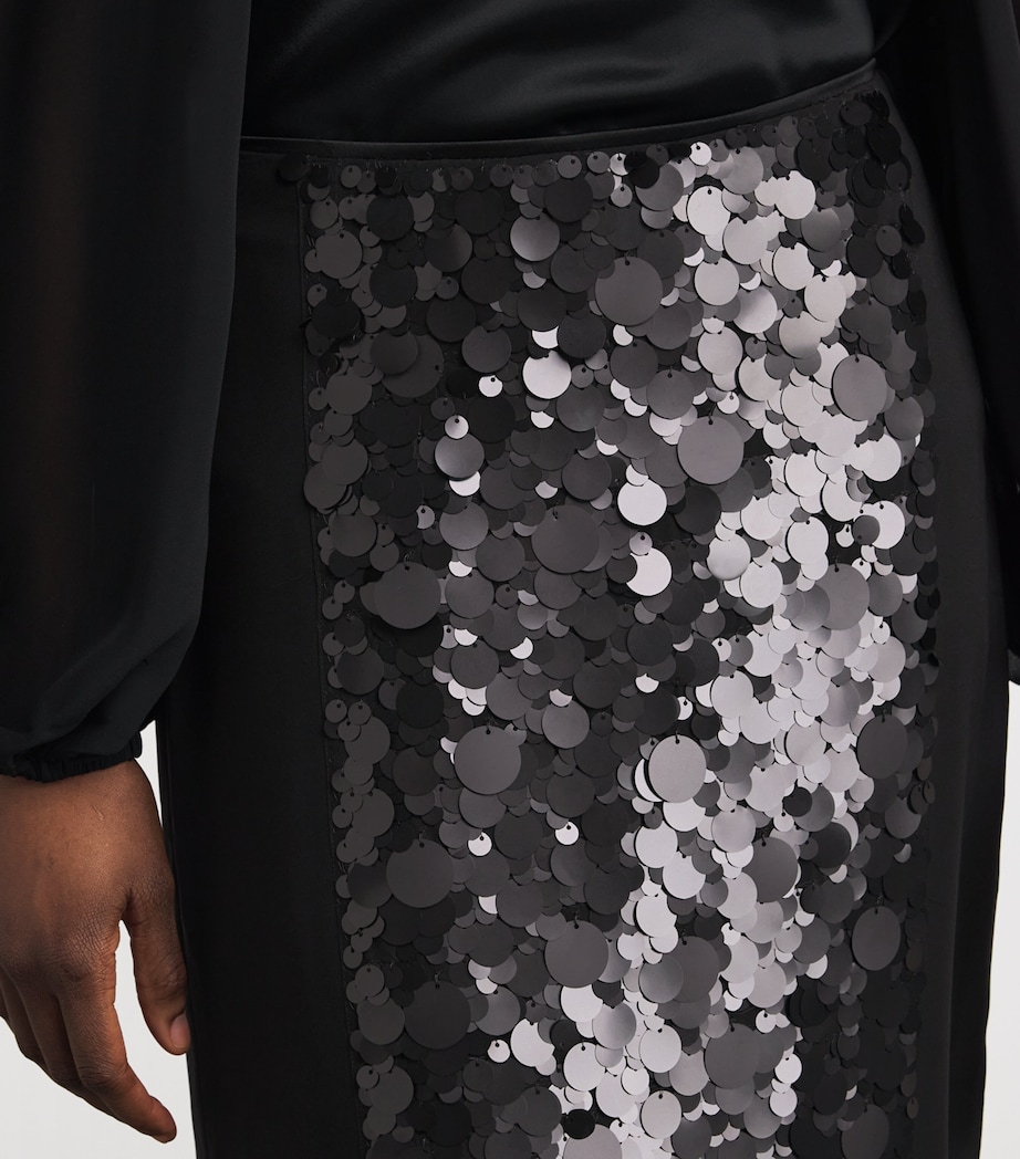 Chiffon Embellished Cambo Midi Skirt BLACK Image 6