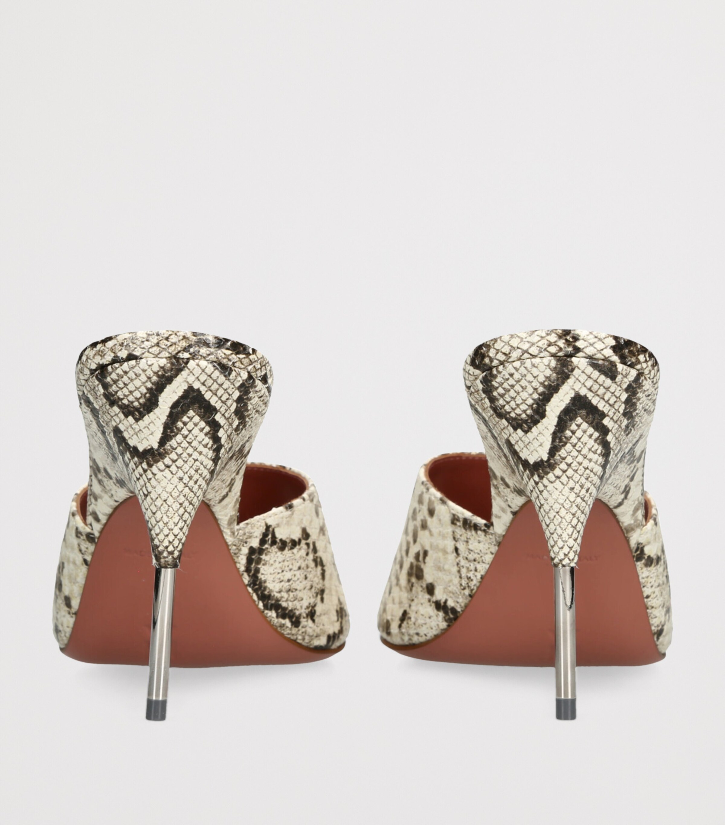 Amina Muaddi Snake Print Bianca Slipper Mules 95 Beige Comb Image 2