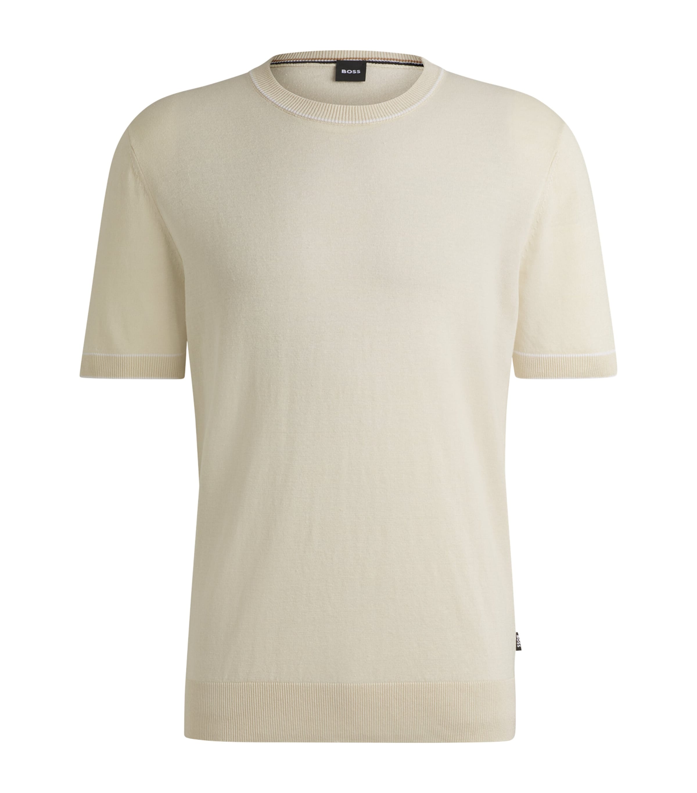 Hugo Boss Regular-fit Sweater With Short Sleeves And Logo Flag In White