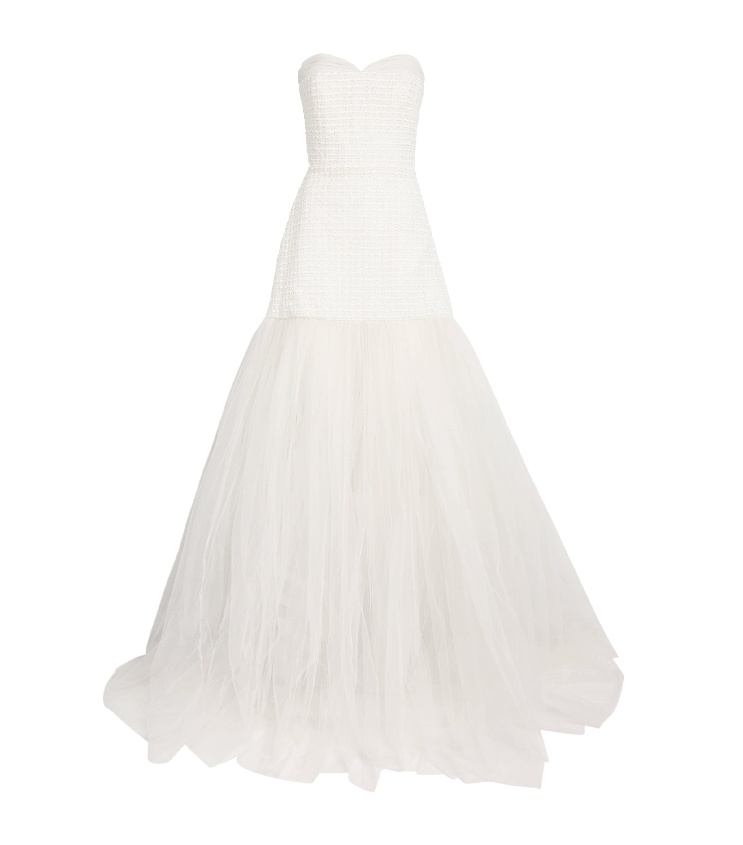 Sandra Mansour Strapless Entre Deux Gown In White
