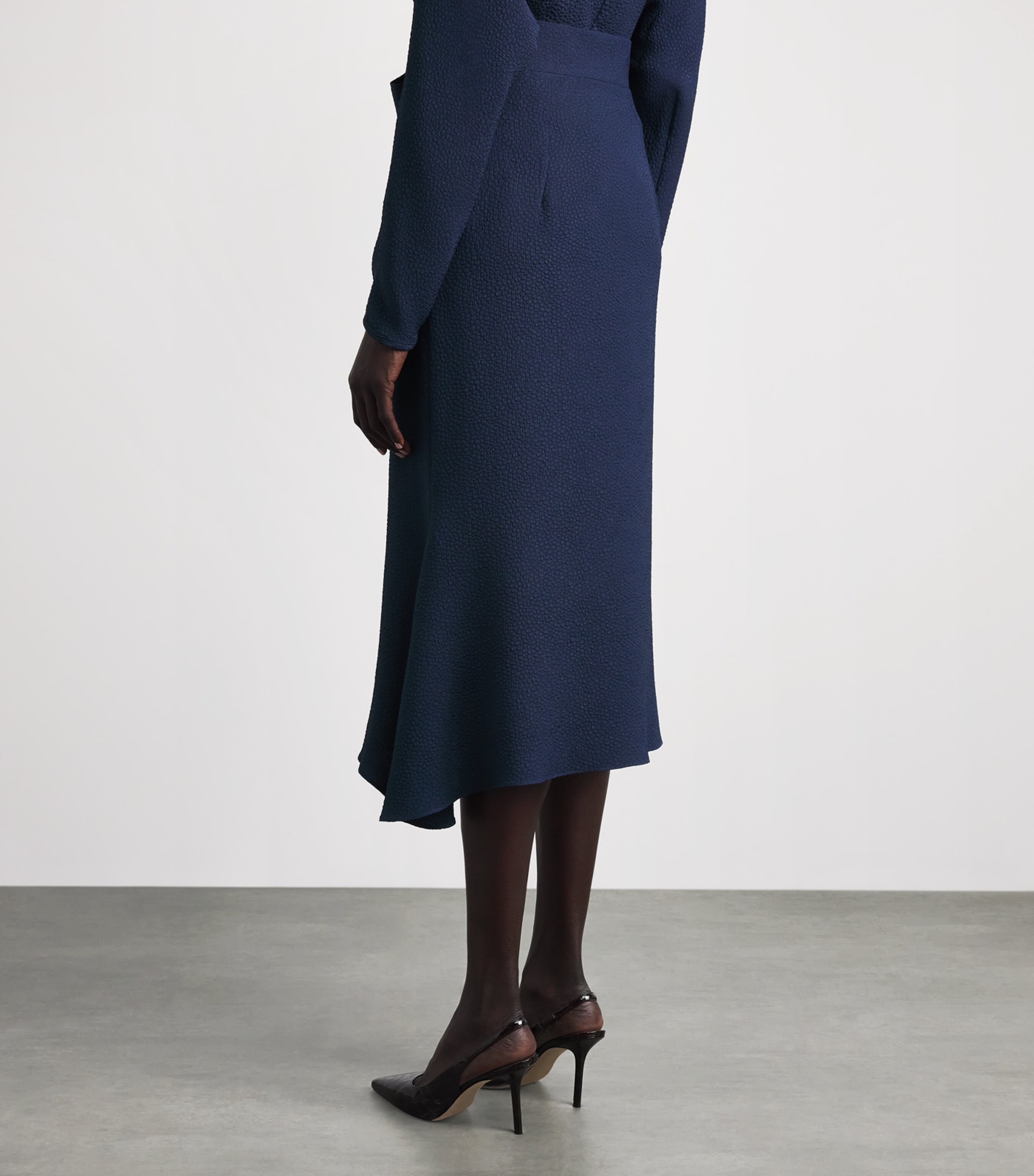 Edeline Lee Womens Jacquard Bow Midi Skirt Nav/navy Image 5