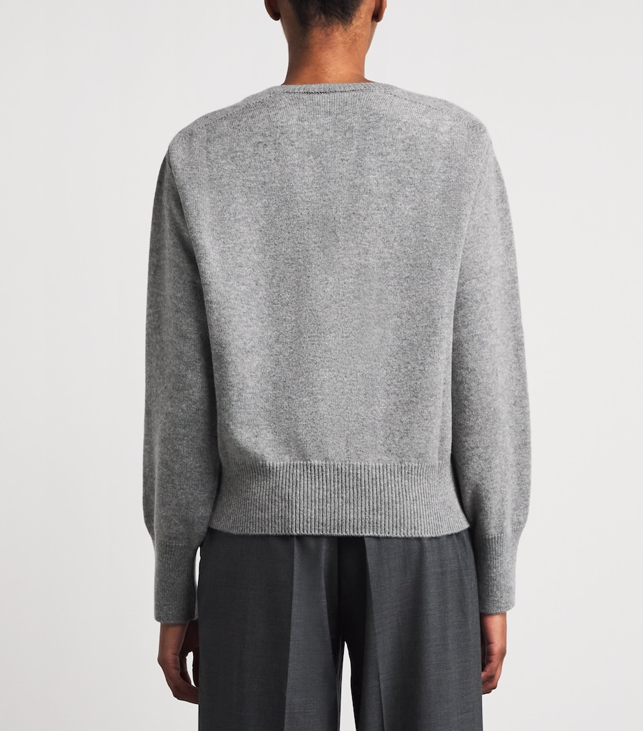 Cashmere V-Neck Sweater 0951 - MEDIUM GREY Image 4